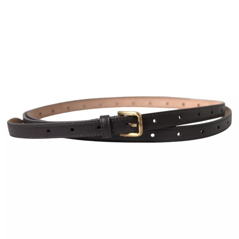 Dolce & Gabbana Brown Leather Dark Gold Metal Buckle Belt Glam Steals