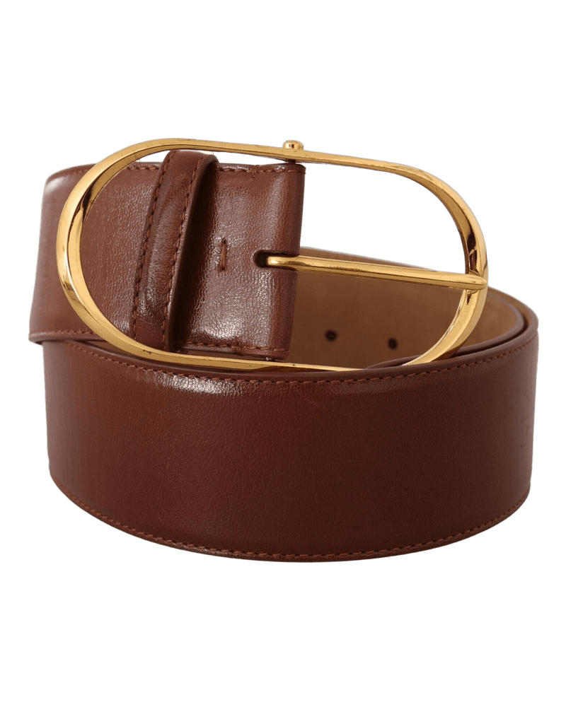 Dolce & Brown Gabbana Leather Metal Oval Buckle Belt Glam Steals