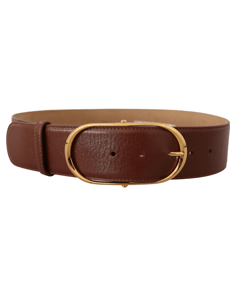 Dolce & Brown Gabbana Leather Metal Oval Buckle Belt Glam Steals