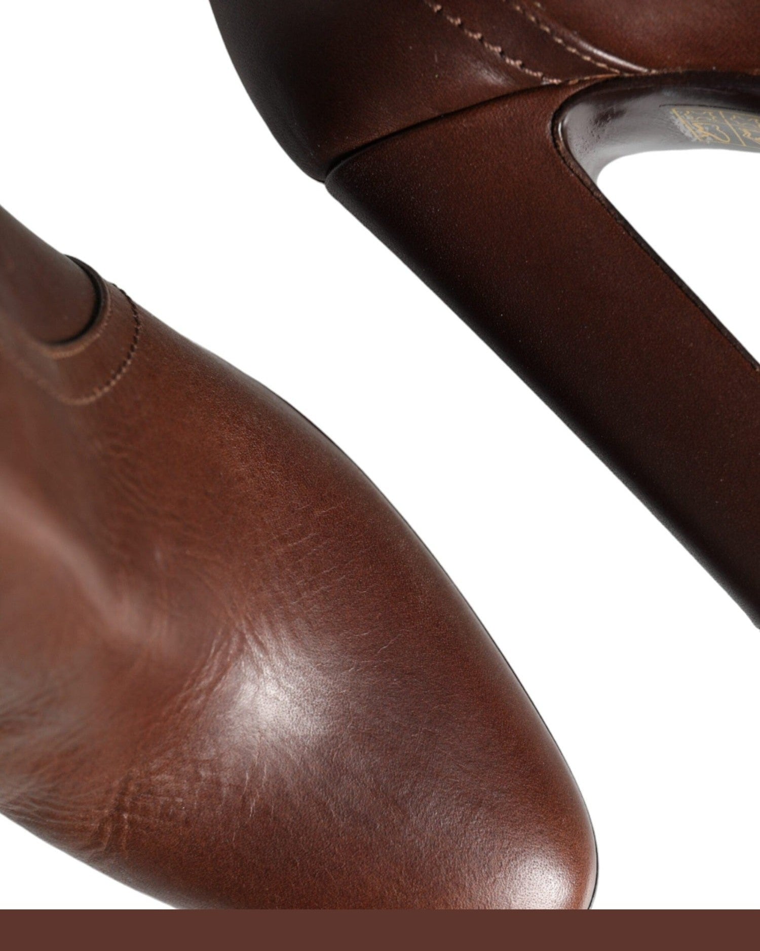 Dolce & Gabbana Brown Leather Heels Mid Calf Boots Shoes Boots