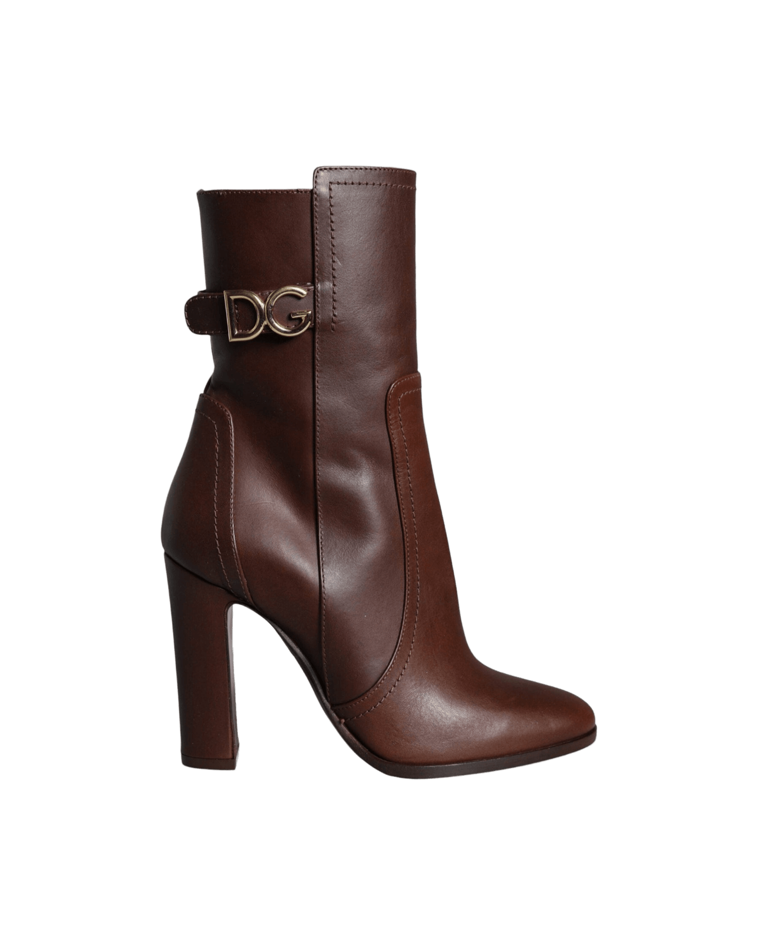 Dolce & Gabbana Brown Leather Heels Mid Calf Boots Shoes Glam Steals