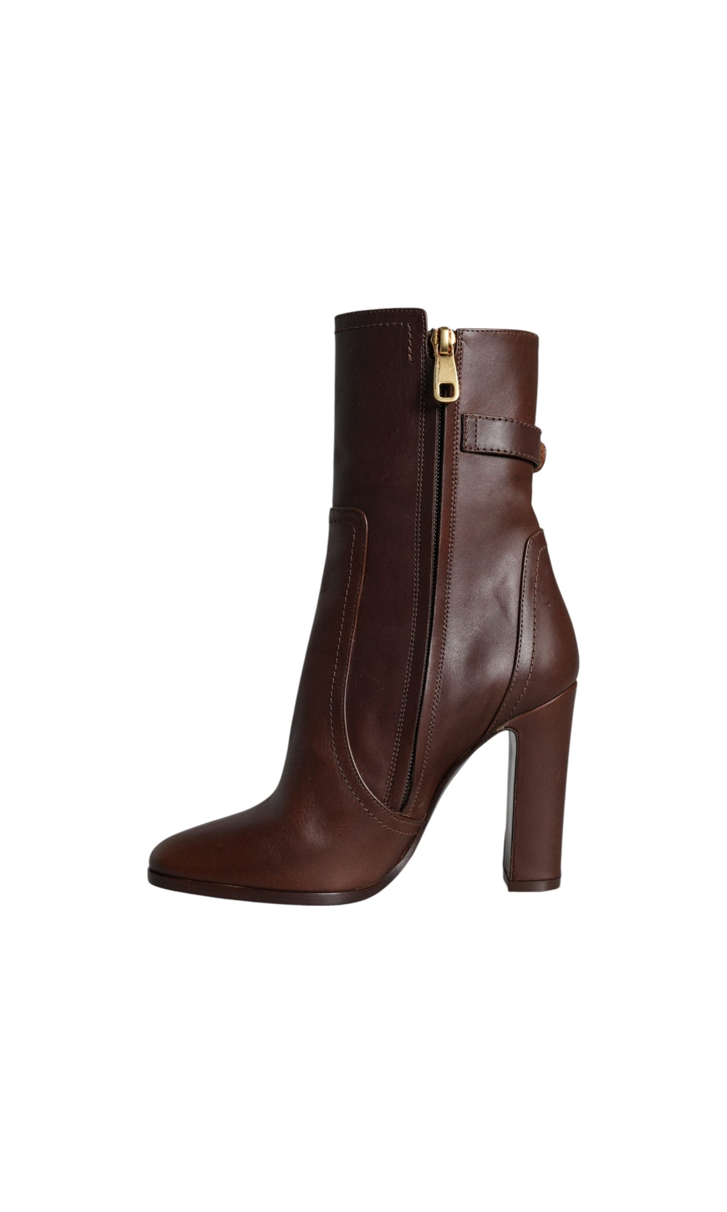 Dolce & Gabbana Brown Leather Heels Mid Calf Boots Shoes Glam Steals