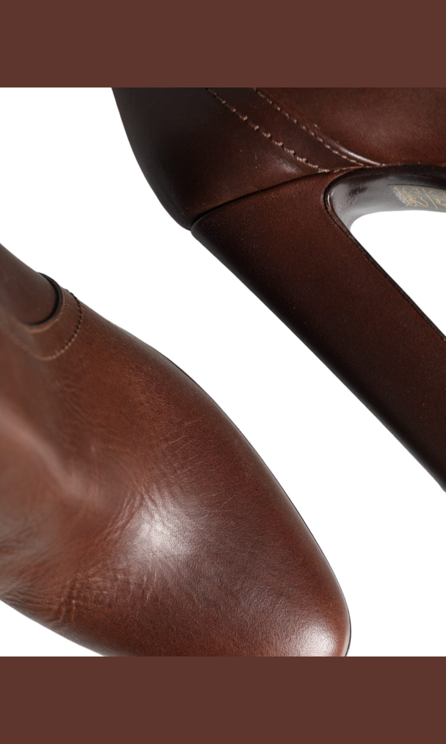 Dolce & Gabbana Brown Leather Heels Mid Calf Boots Shoes Glam Steals