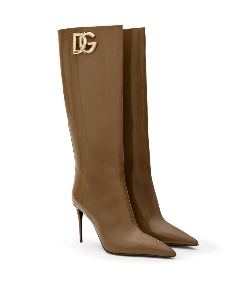 Dolce & Gabbana Brown Leather High Heel Boots Glam Steals