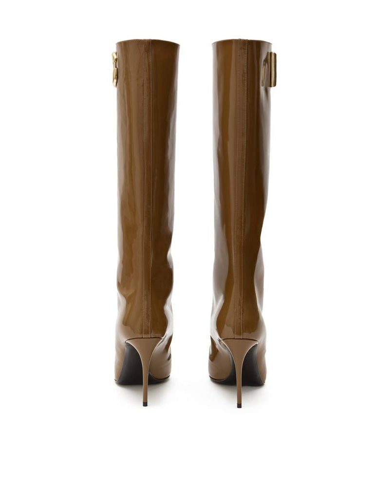 Dolce & Gabbana Brown Leather High Heel Boots Glam Steals