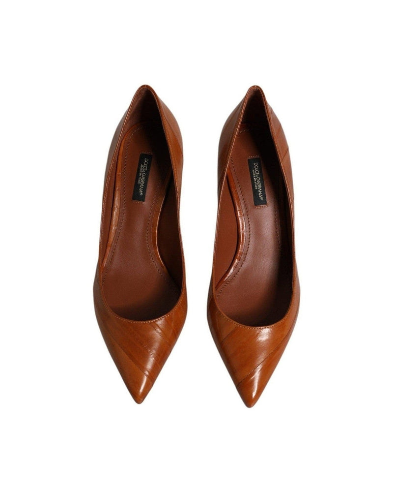 Dolce & Gabbana Brown Leather Kitten Heels Pumps Shoes Glam Steals
