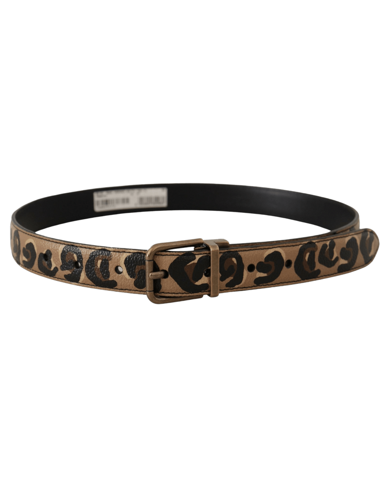 Dolce & Brown Gabbana Leather Leopard Print Metal Buckle Belt Glam Steals