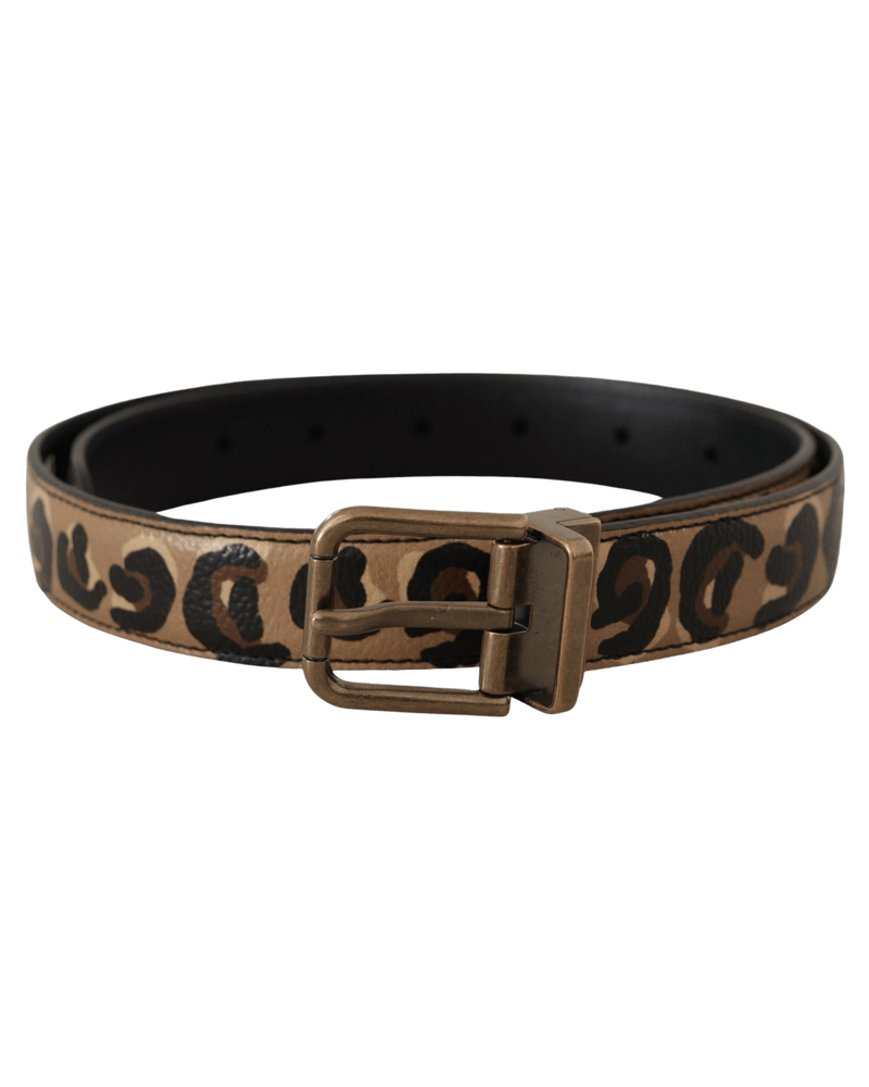 Dolce & Brown Gabbana Leather Leopard Print Metal Buckle Belt Glam Steals