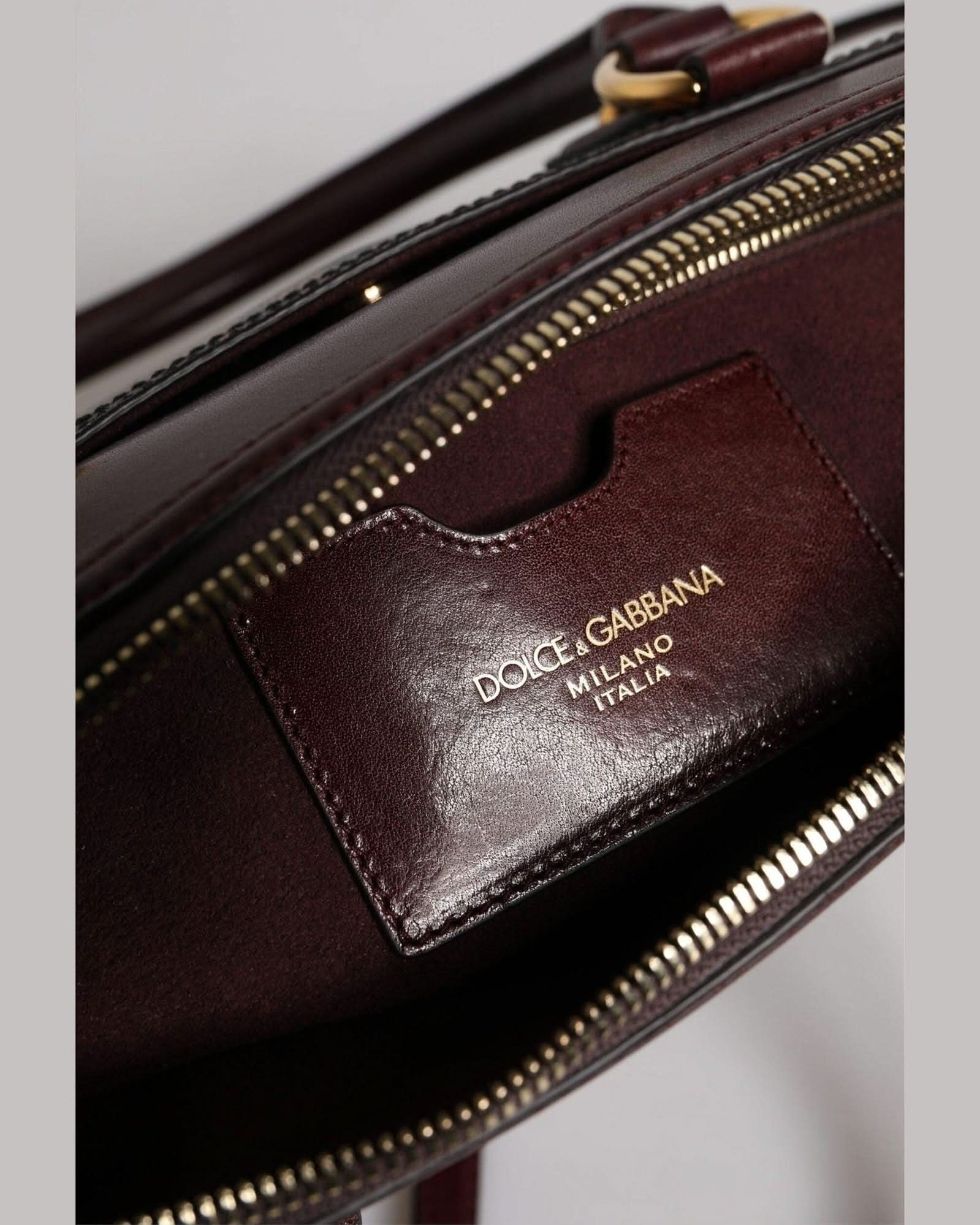 Dolce & Gabbana Brown Leather Leopard Shoulder Strap Duffle Bag Duffel Bags