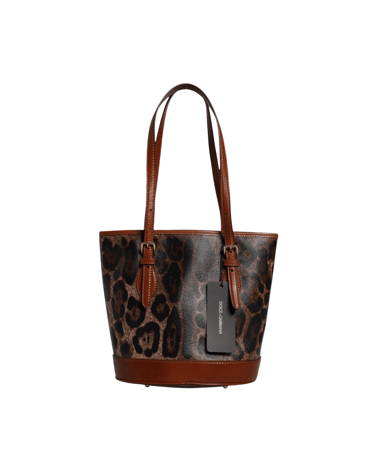 Dolce & Gabbana Brown Leather Leopard Shoulder Strap Tote Bag Glam Steals
