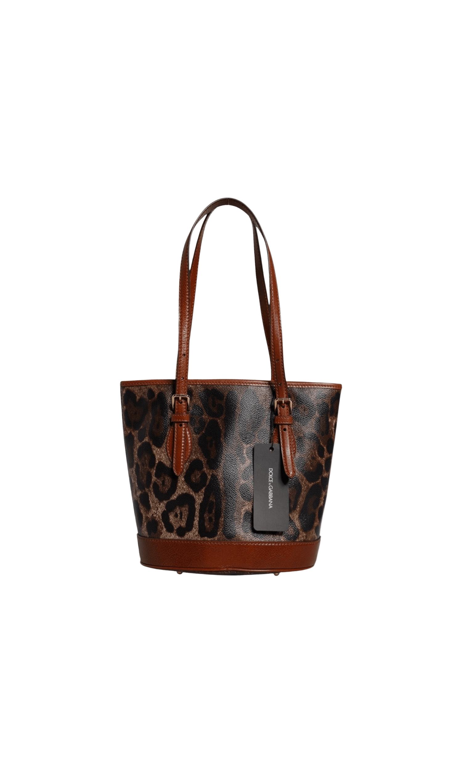 Dolce & Gabbana Brown Leather Leopard Shoulder Strap Tote Bag Glam Steals