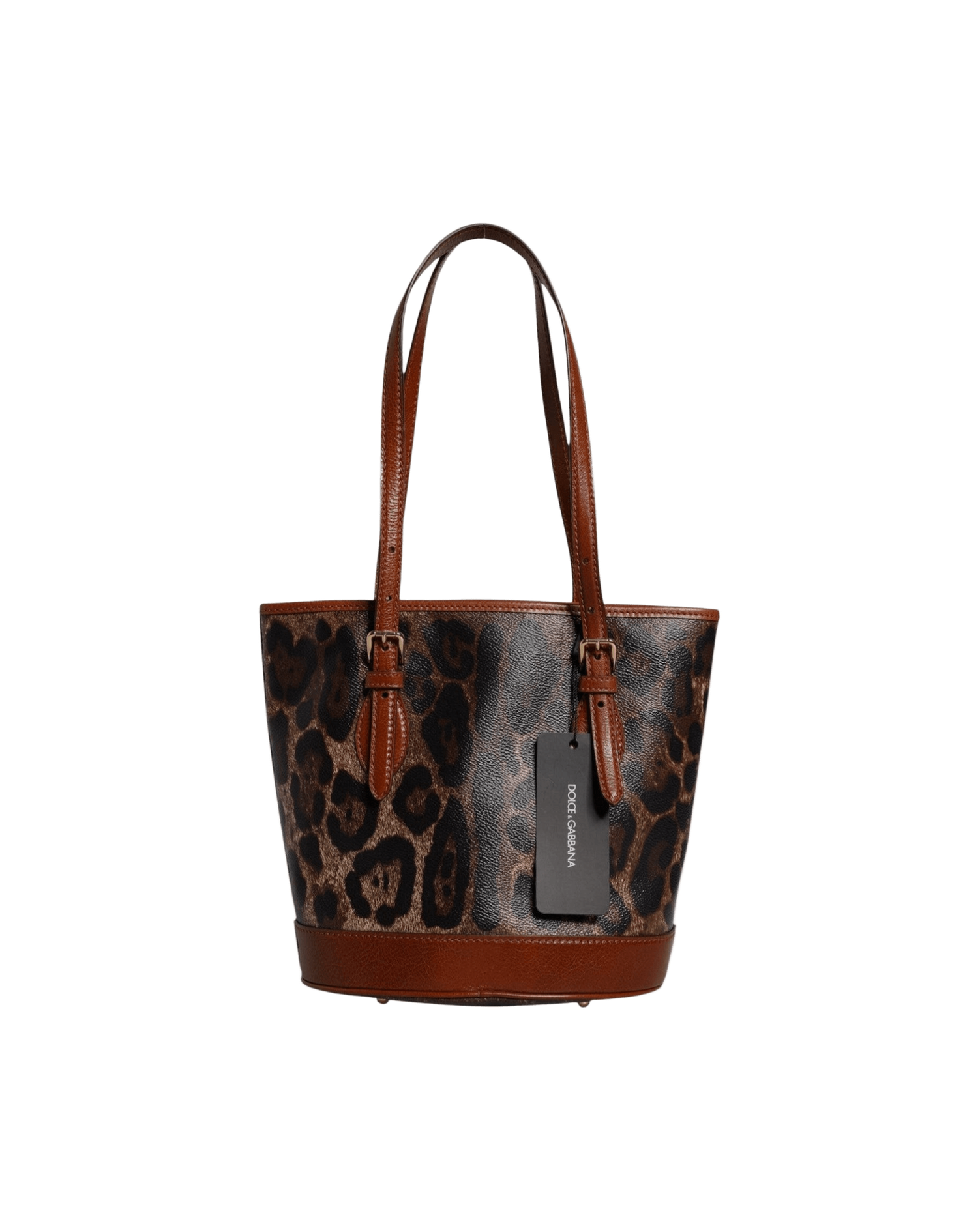 Dolce & Gabbana Brown Leather Leopard Shoulder Strap Tote Bag Glam Steals
