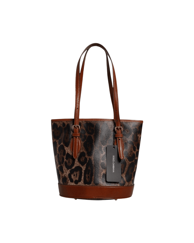 Dolce & Brown Gabbana Leather Leopard Shoulder Strap Tote Bag Glam Steals