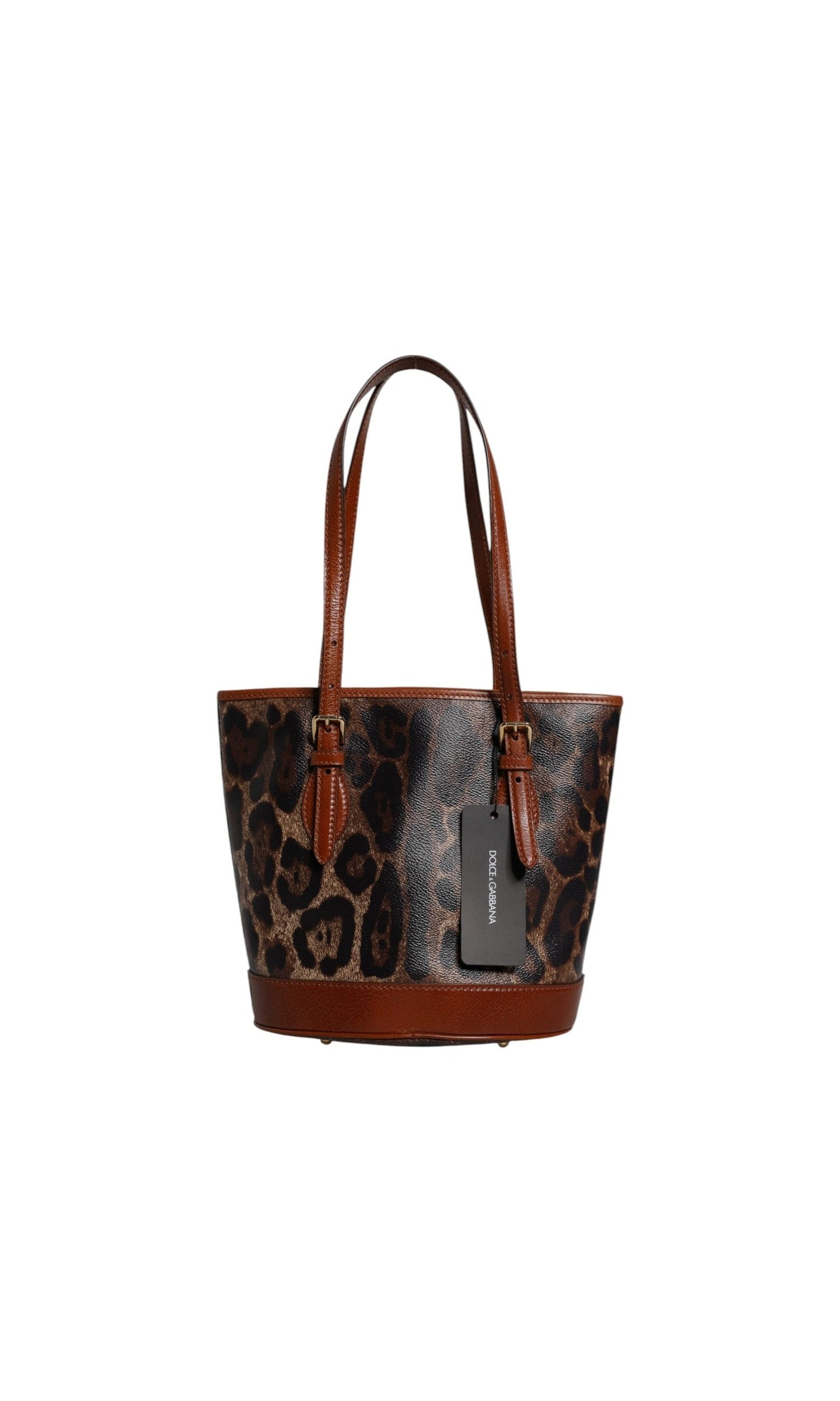 Dolce & Gabbana Brown Leather Leopard Shoulder Strap Tote Bag Glam Steals
