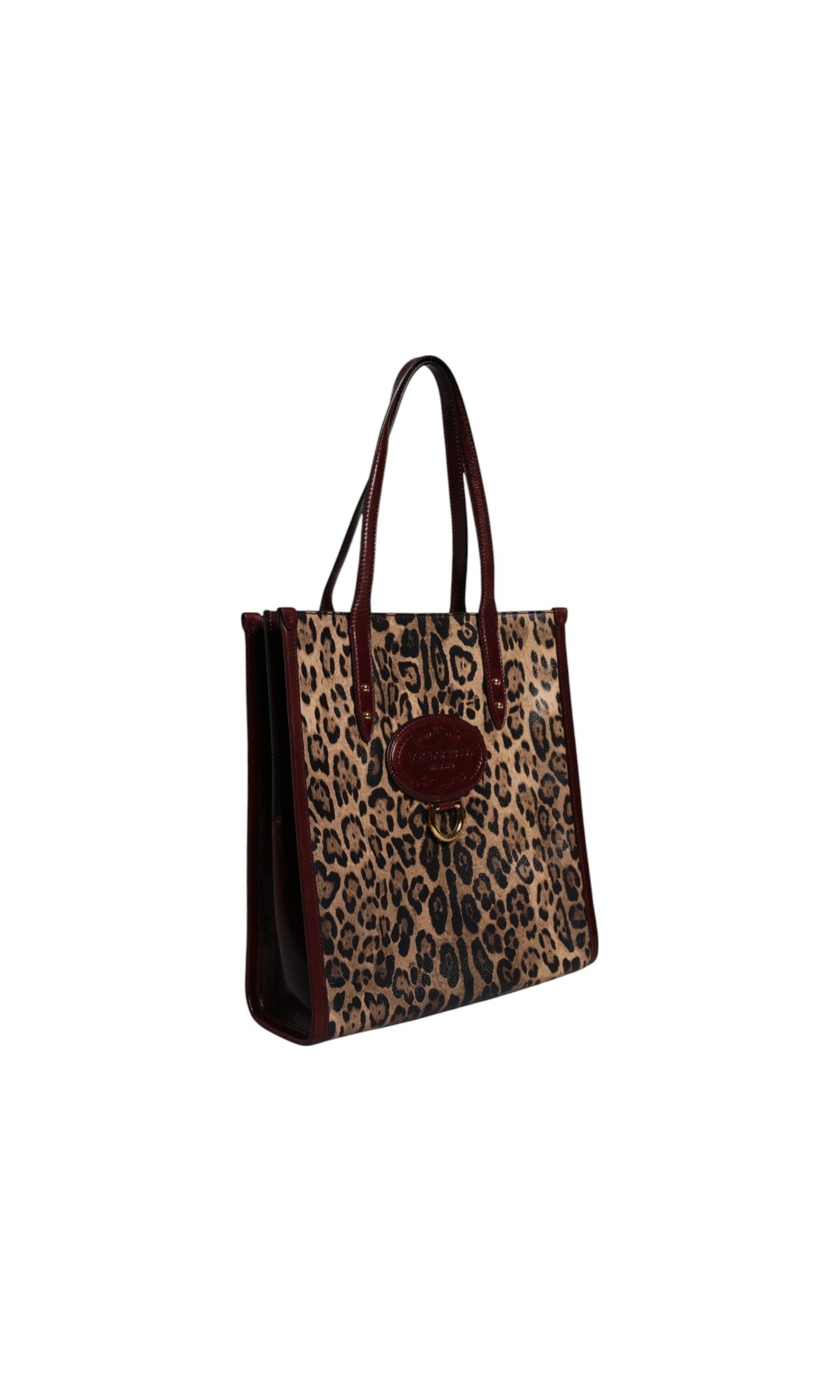 Dolce & Gabbana Brown Leather Leopard Shoulder Strap Tote Bag Glam Steals