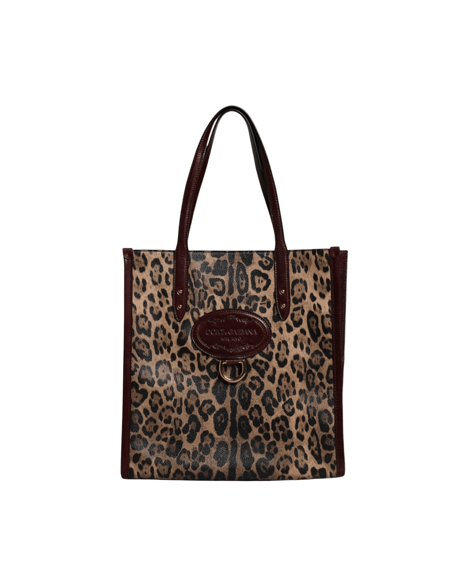 Dolce & Gabbana Brown Leather Leopard Shoulder Strap Tote Bag Glam Steals