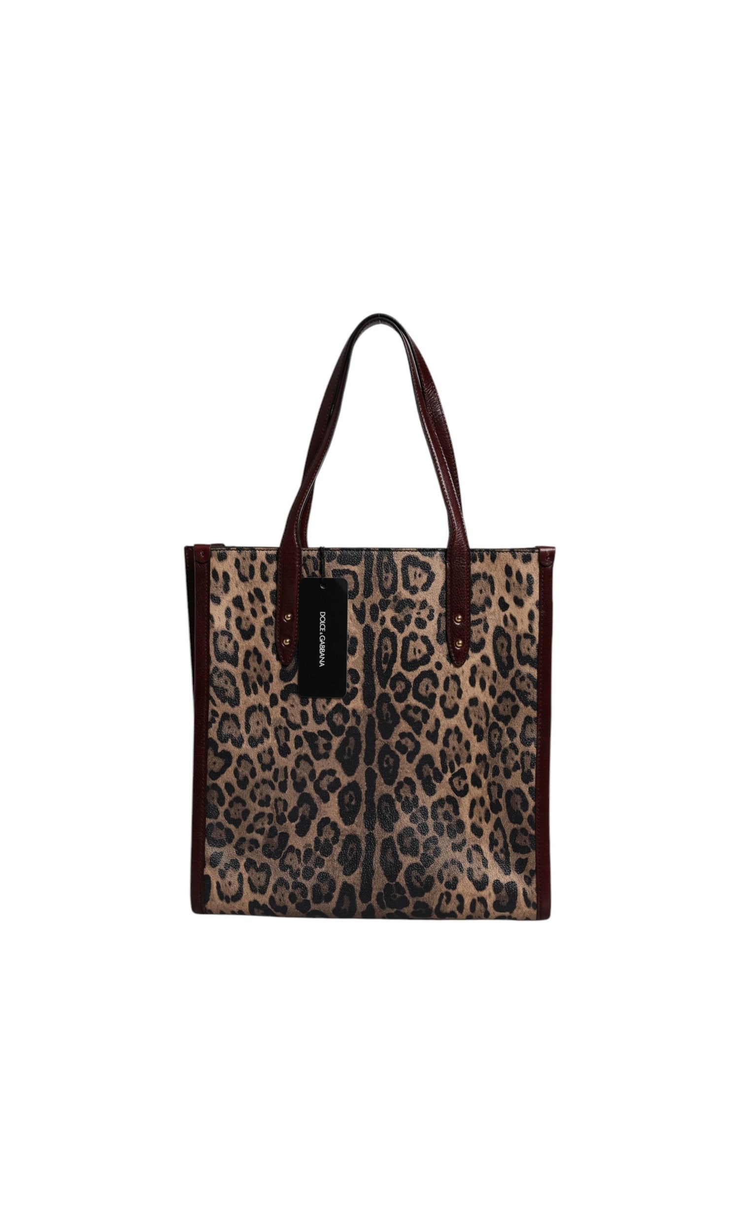 Dolce & Gabbana Brown Leather Leopard Shoulder Strap Tote Bag Glam Steals
