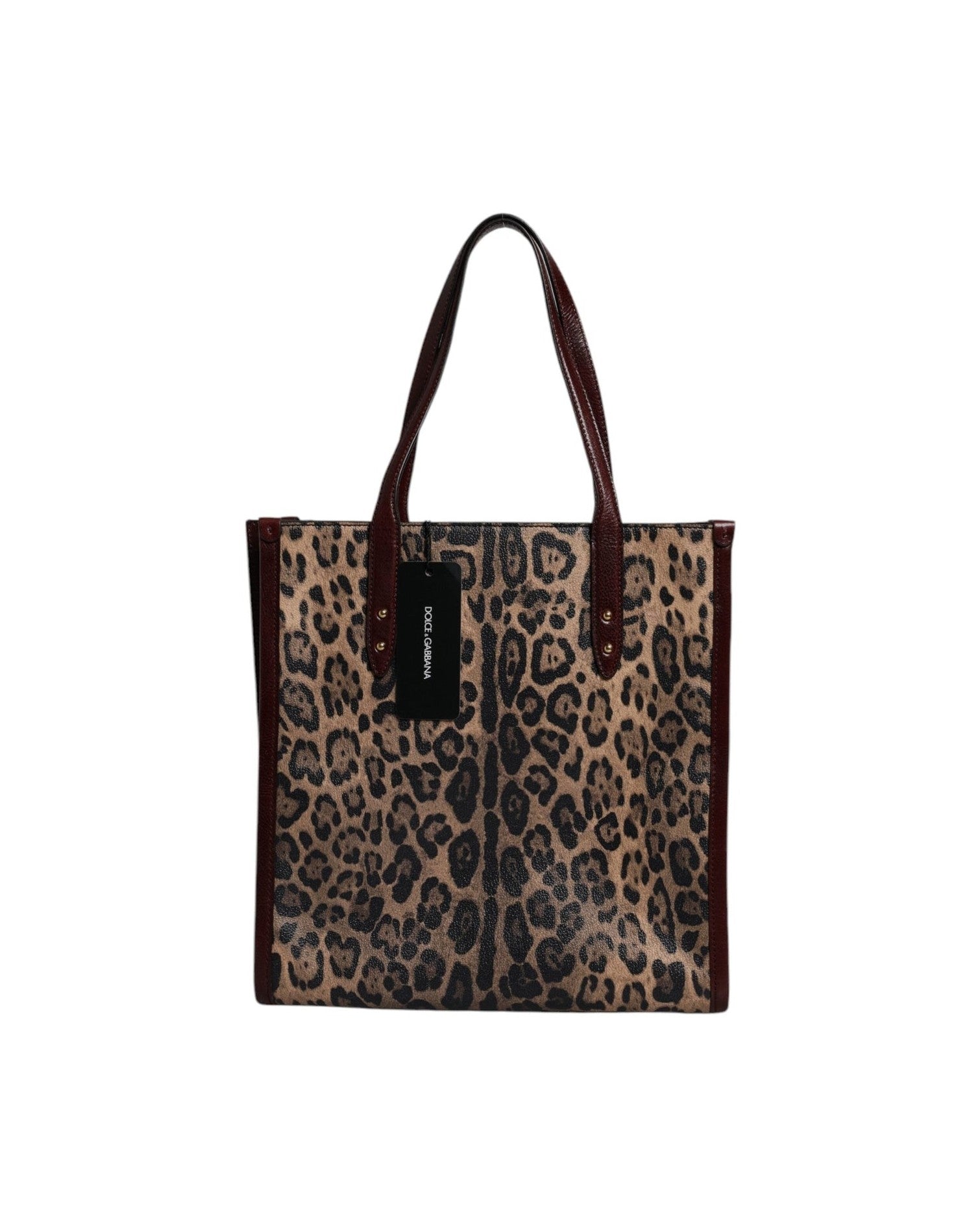 Dolce & Gabbana Brown Leather Leopard Shoulder Strap Tote Bag Glam Steals