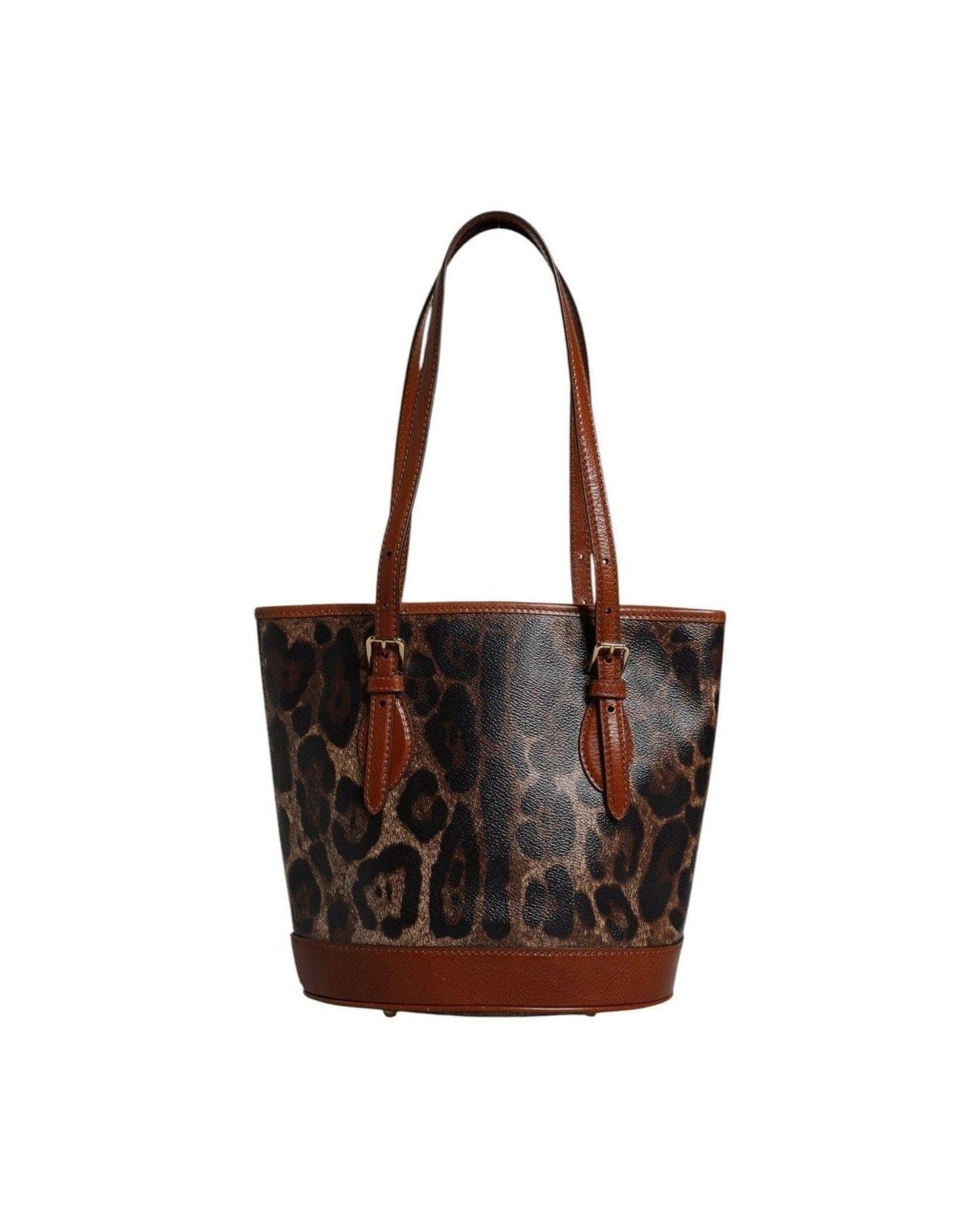 Dolce & Gabbana Brown Leather Leopard Shoulder Strap Tote Bag Glam Steals