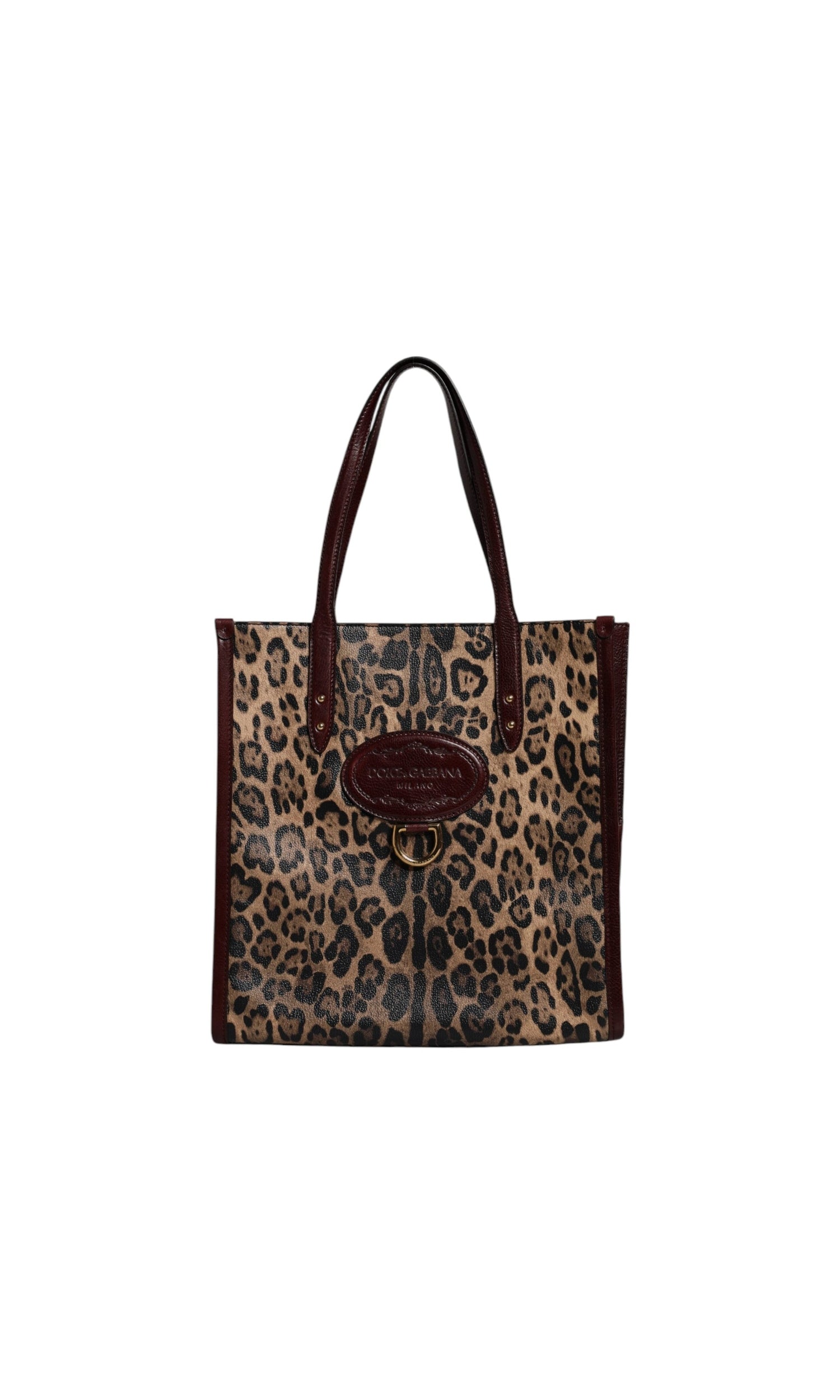 Dolce & Gabbana Brown Leather Leopard Shoulder Strap Tote Bag Glam Steals