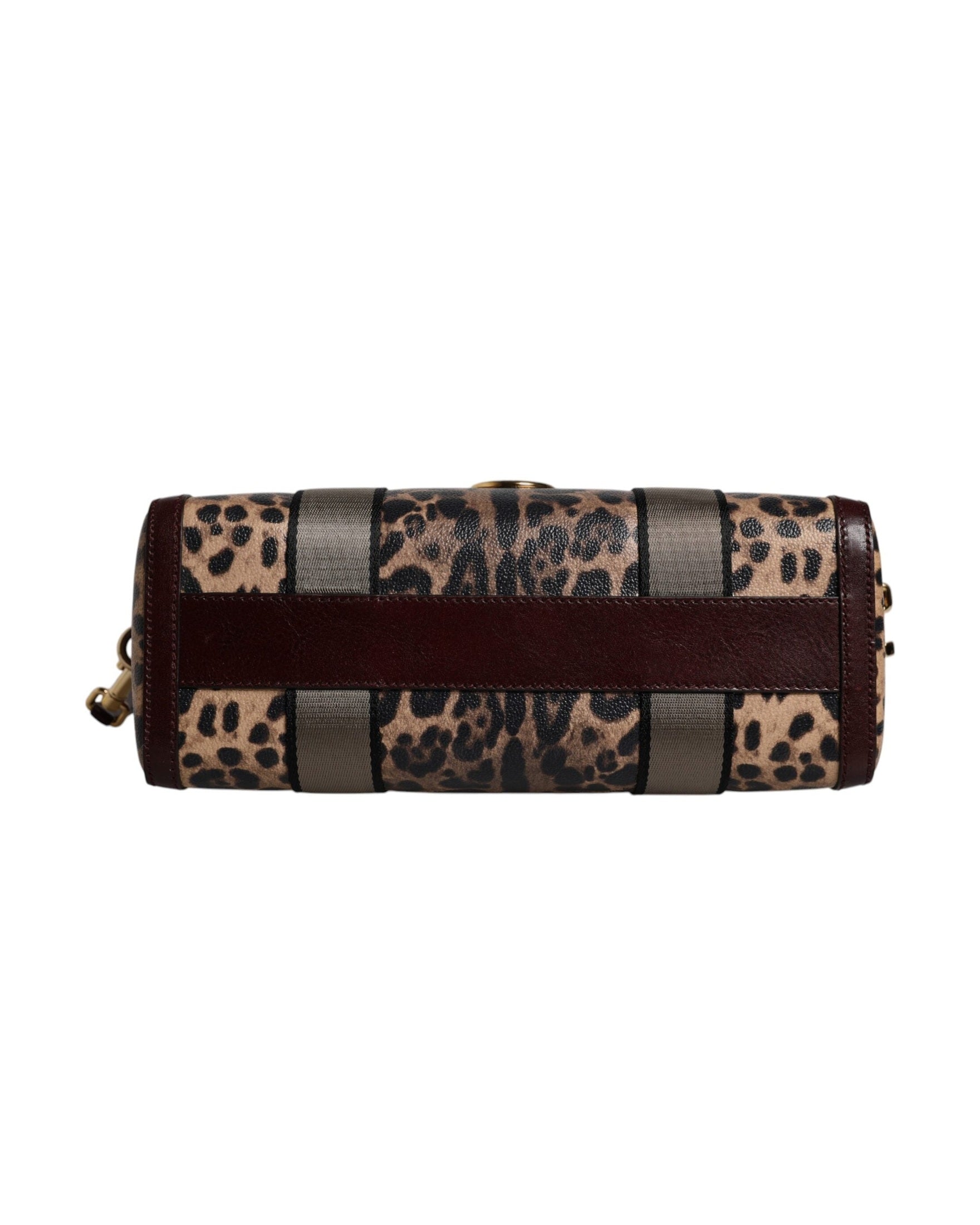 Dolce & Gabbana Brown Leather Leopard Shoulder Strap Duffle Bag Glam Steals