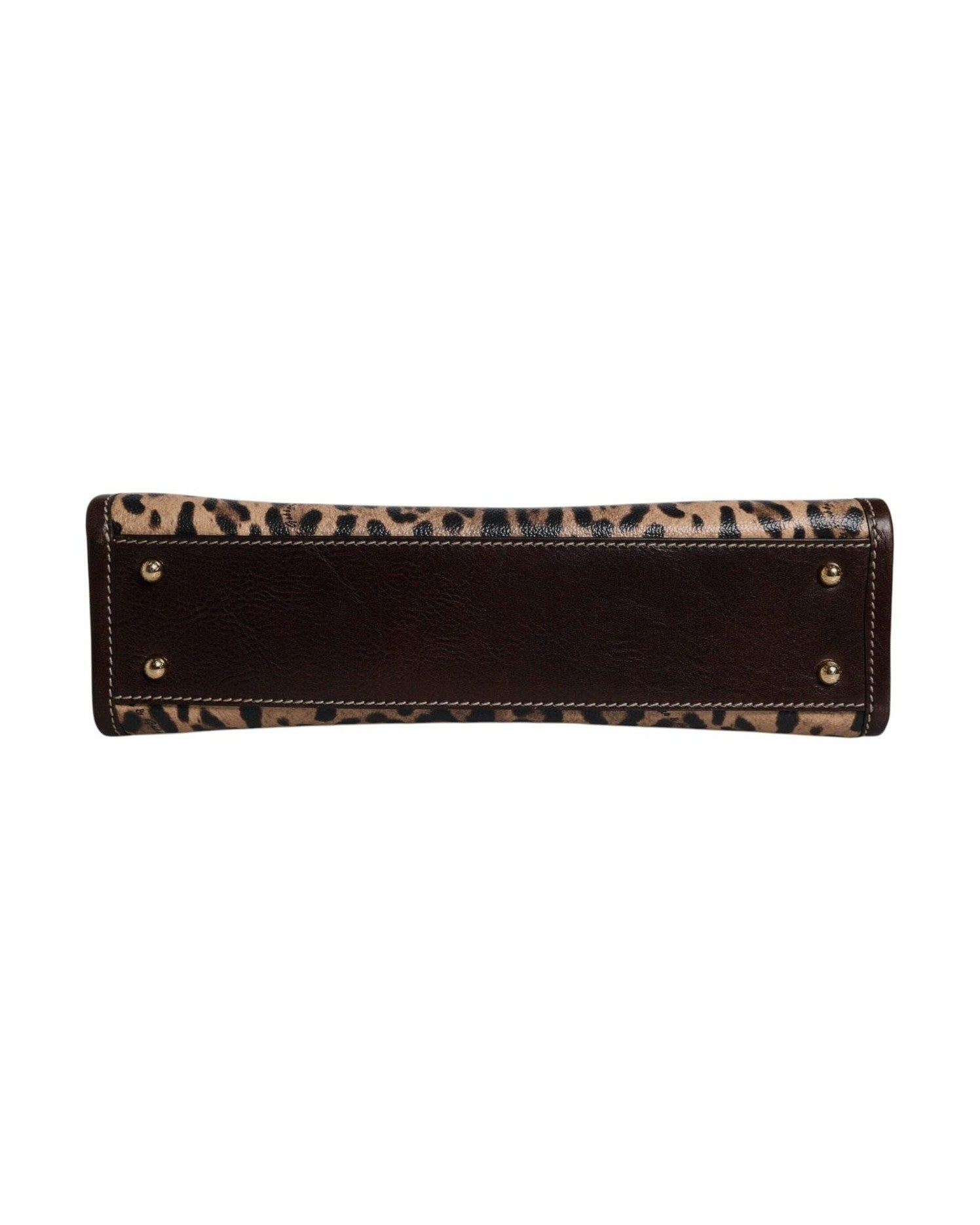 Dolce & Gabbana Brown Leather Leopard Shoulder Strap Tote Bag Glam Steals