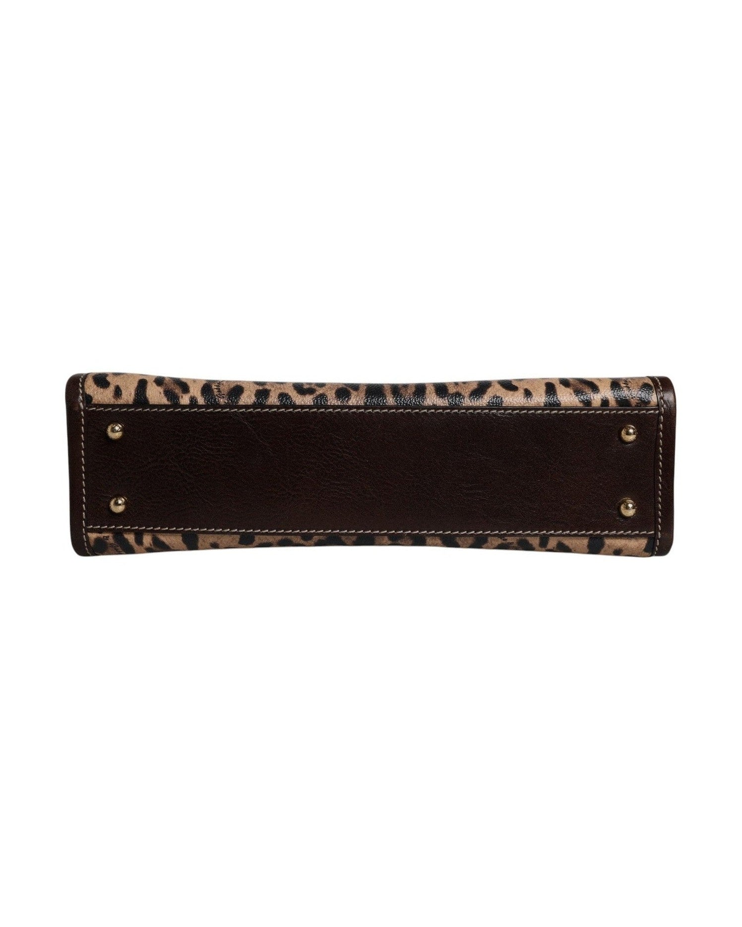 Dolce & Gabbana Brown Leather Leopard Shoulder Strap Tote Bag Glam Steals