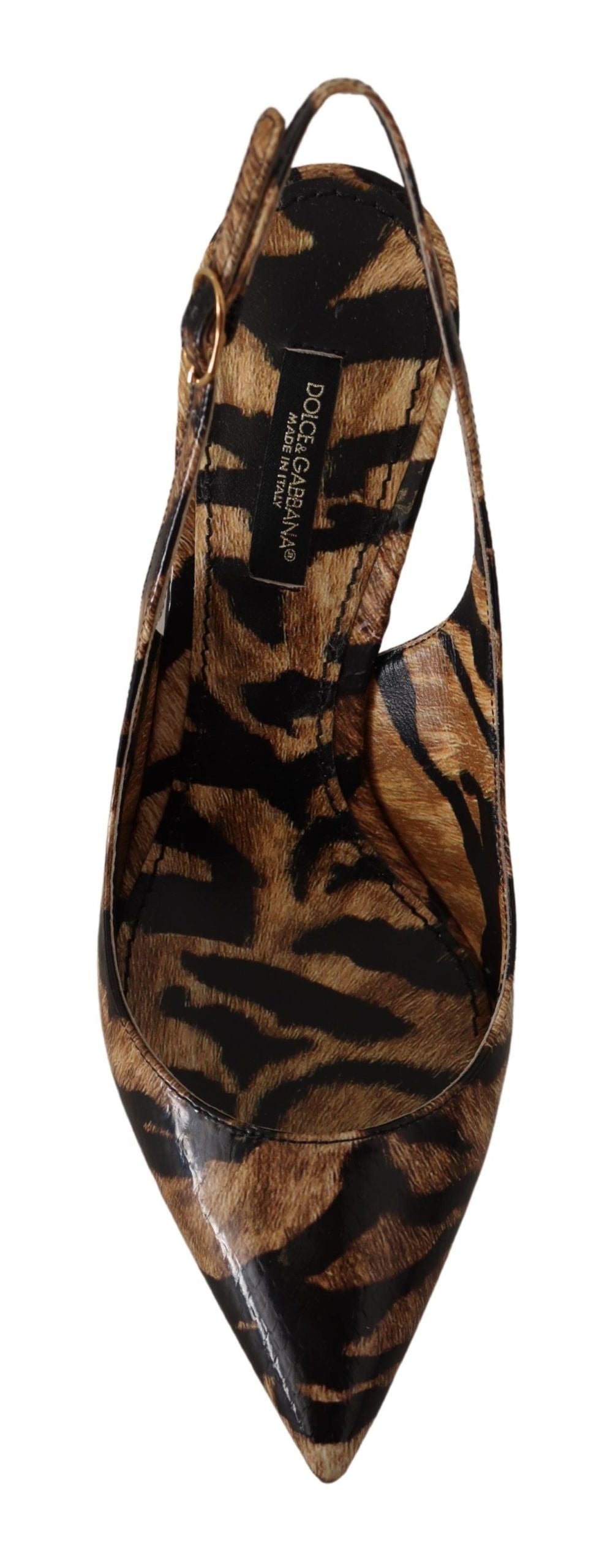 Dolce & Gabbana Brown Leather Slingbacks Tiger Shoes Glam Steals
