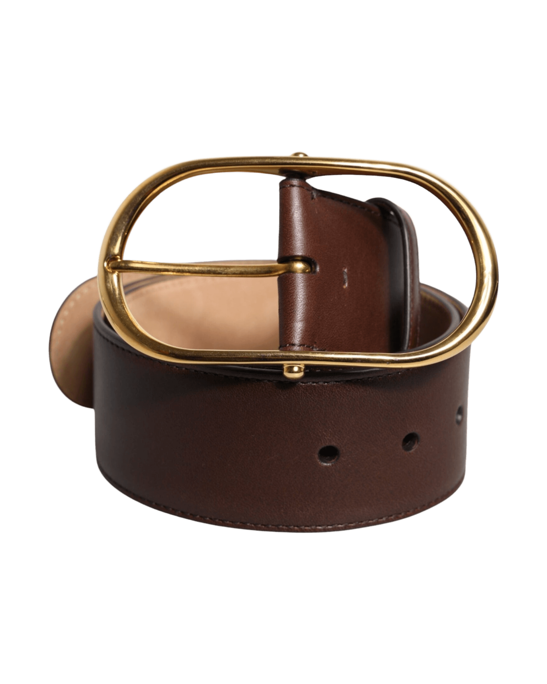 Dolce & Gabbana Brown Leather Waist Gold Metal Buckle Belt Glam Steals