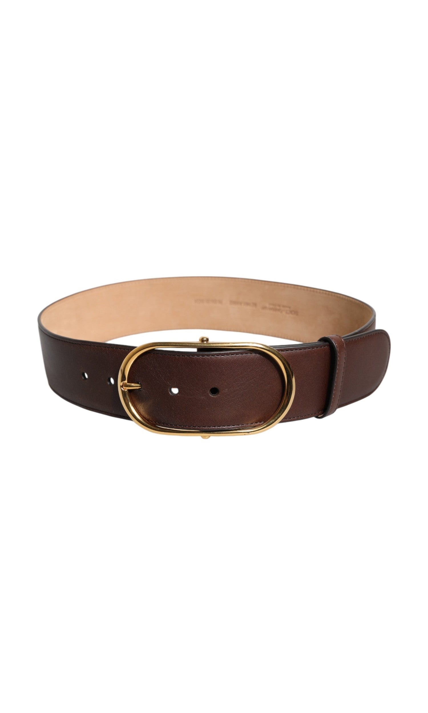 Dolce & Gabbana Brown Leather Waist Gold Metal Buckle Belt Glam Steals
