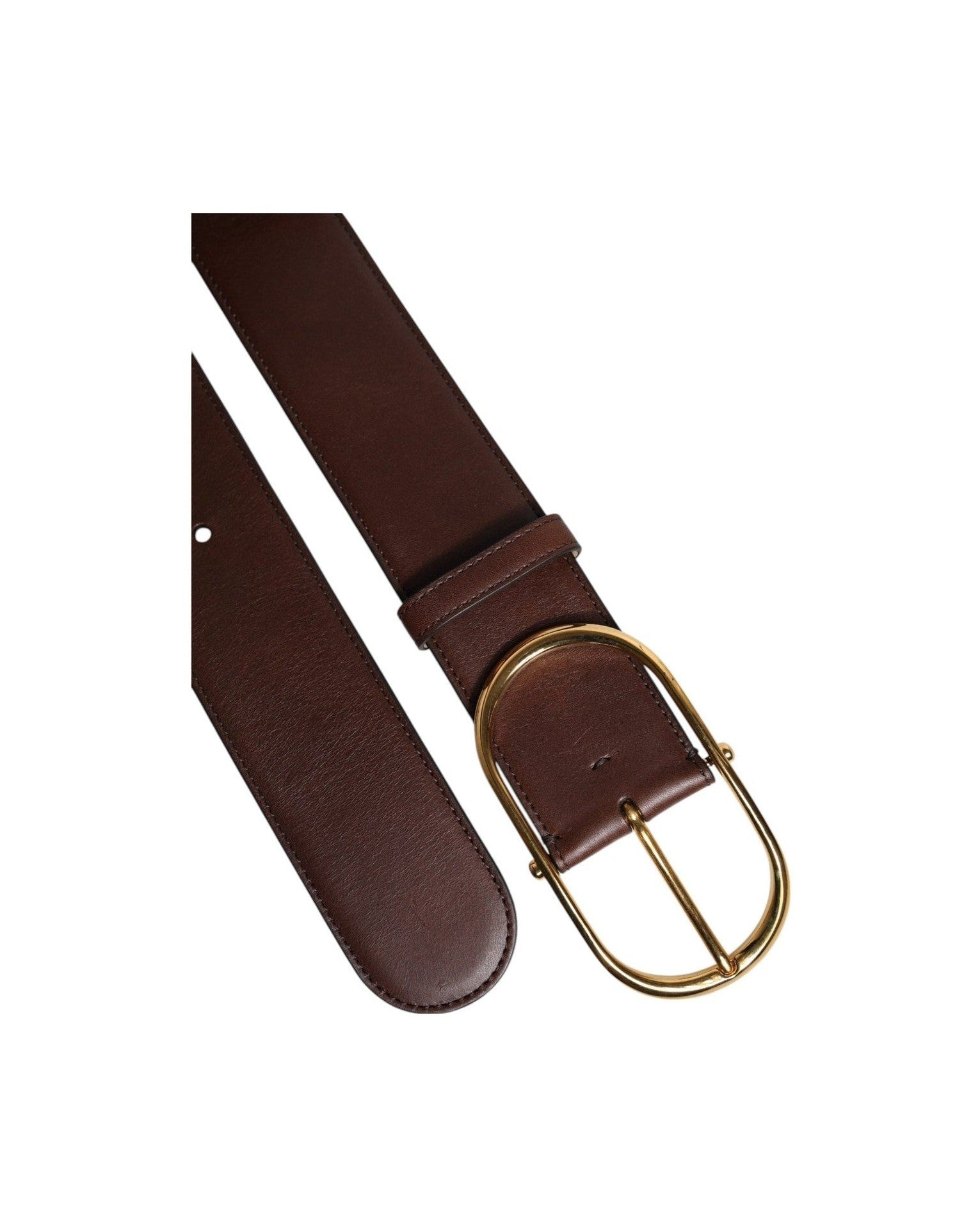 Dolce & Gabbana Brown Leather Waist Gold Metal Buckle Belt Glam Steals