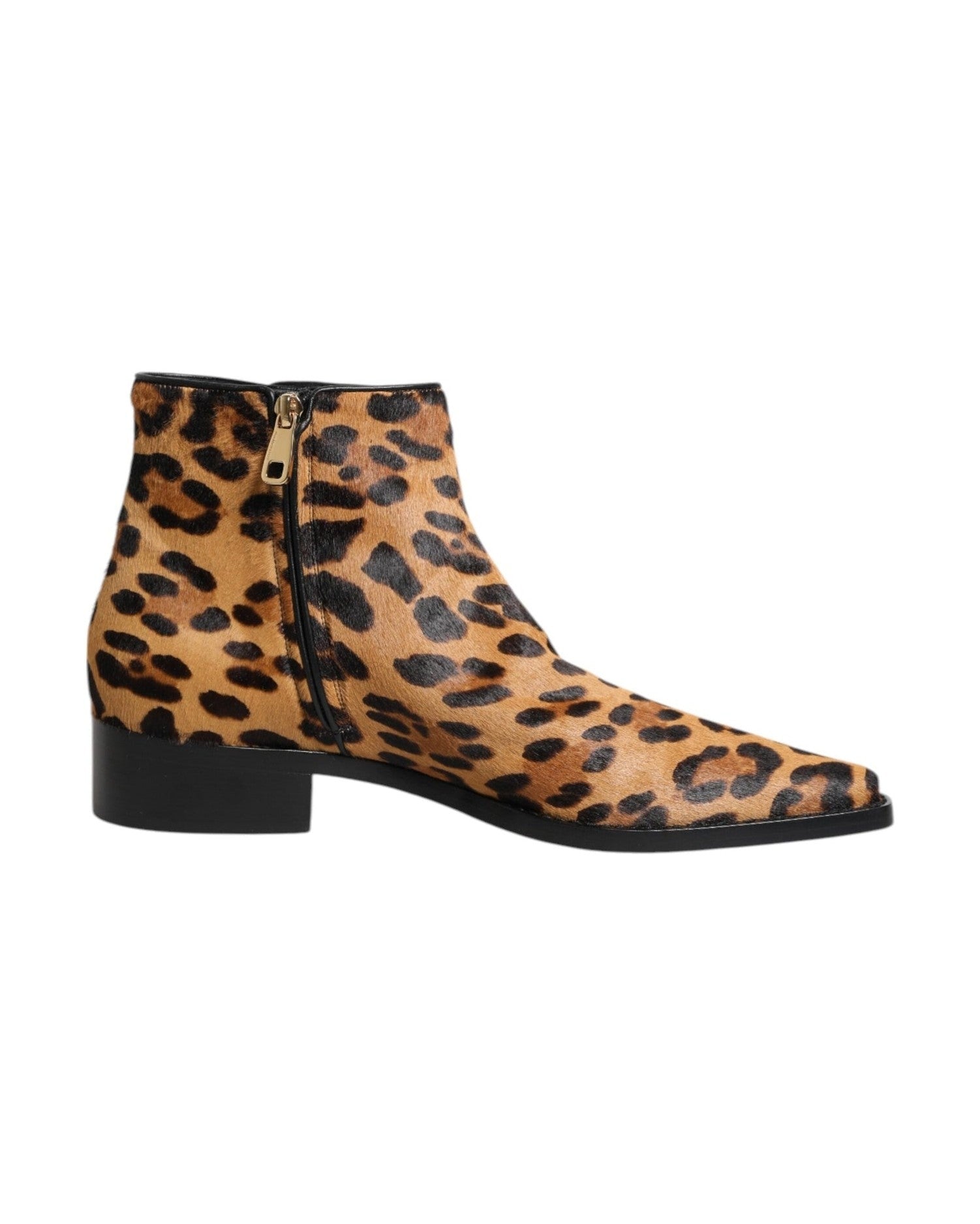 Dolce & Gabbana Brown Leopard Calf Fur Ankle Boots Shoes Glam Steals
