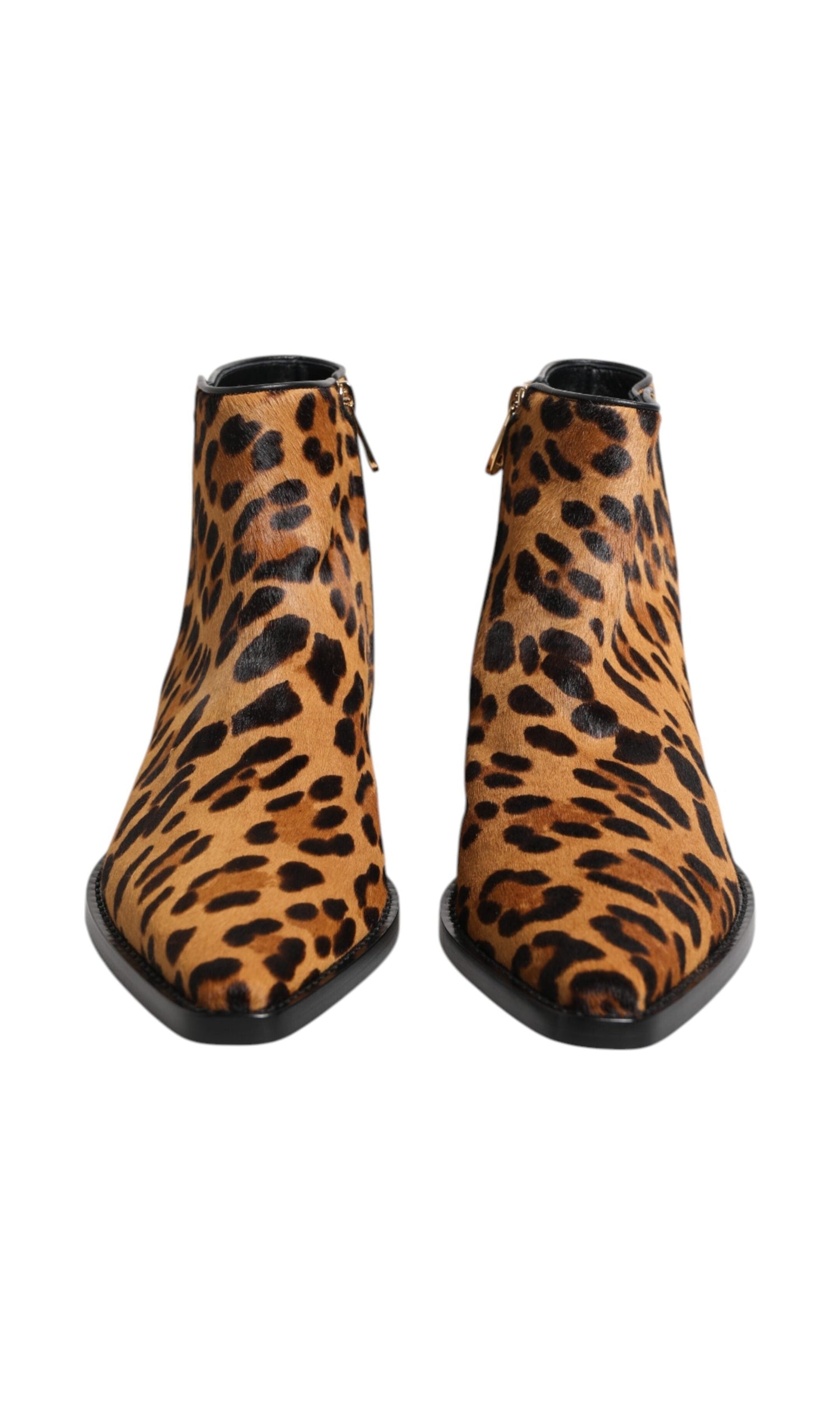 Dolce & Gabbana Brown Leopard Calf Fur Ankle Boots Shoes Glam Steals