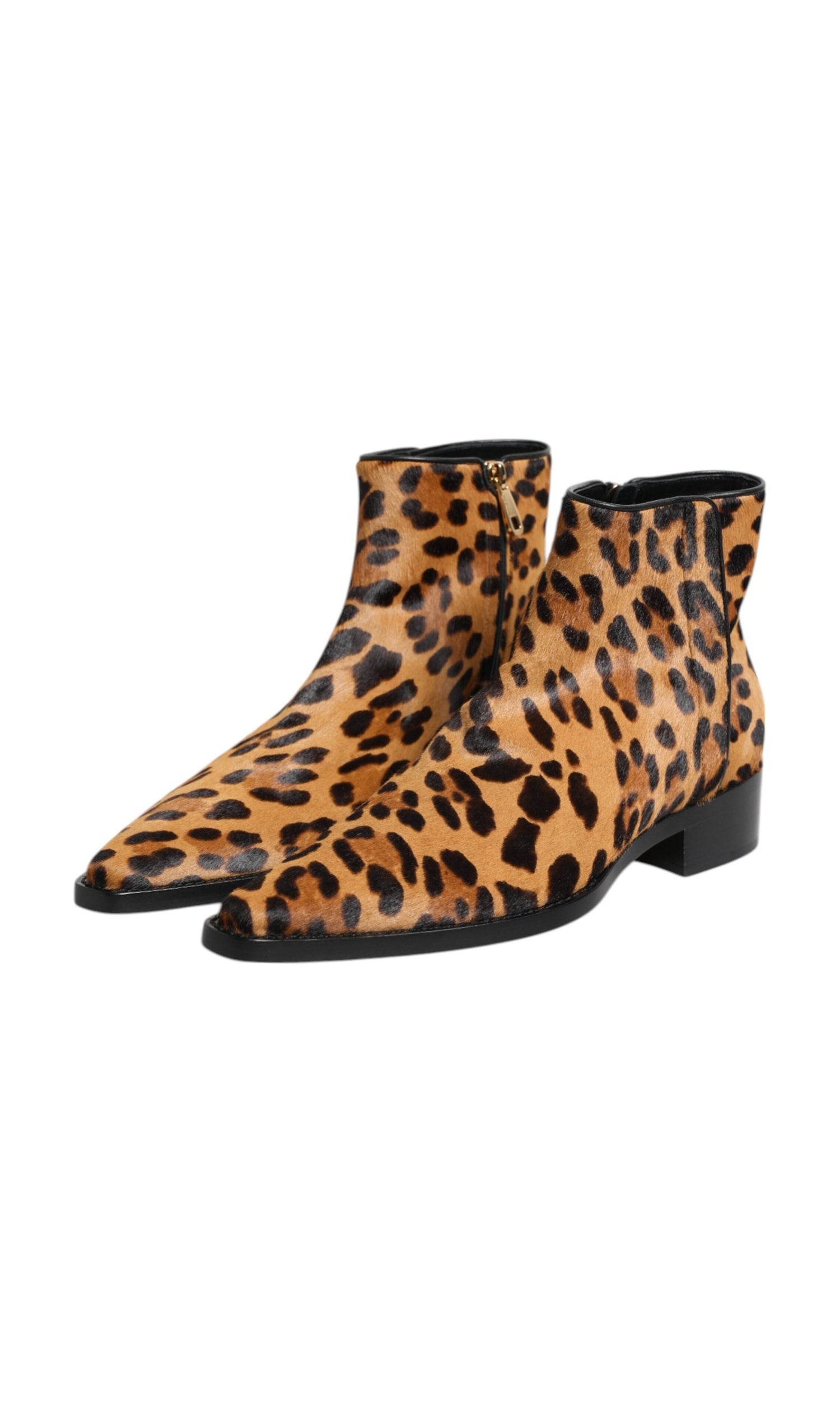 Dolce & Gabbana Brown Leopard Calf Fur Ankle Boots Shoes Glam Steals