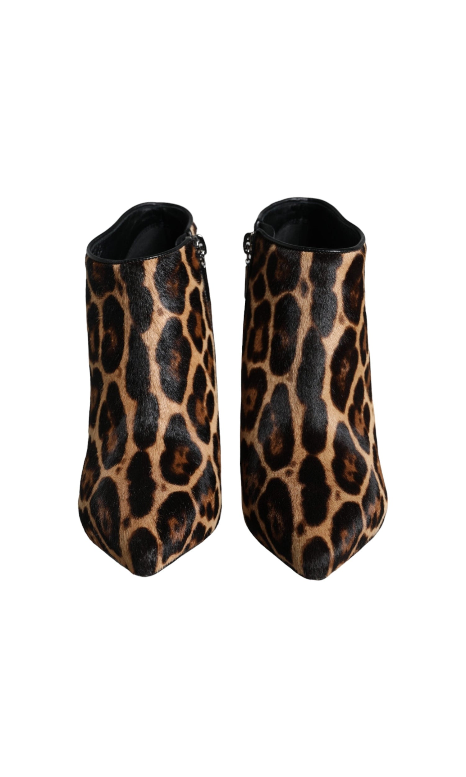 Dolce & Gabbana Brown Leopard Calf Fur Heels Ankle Boots Shoes Glam Steals