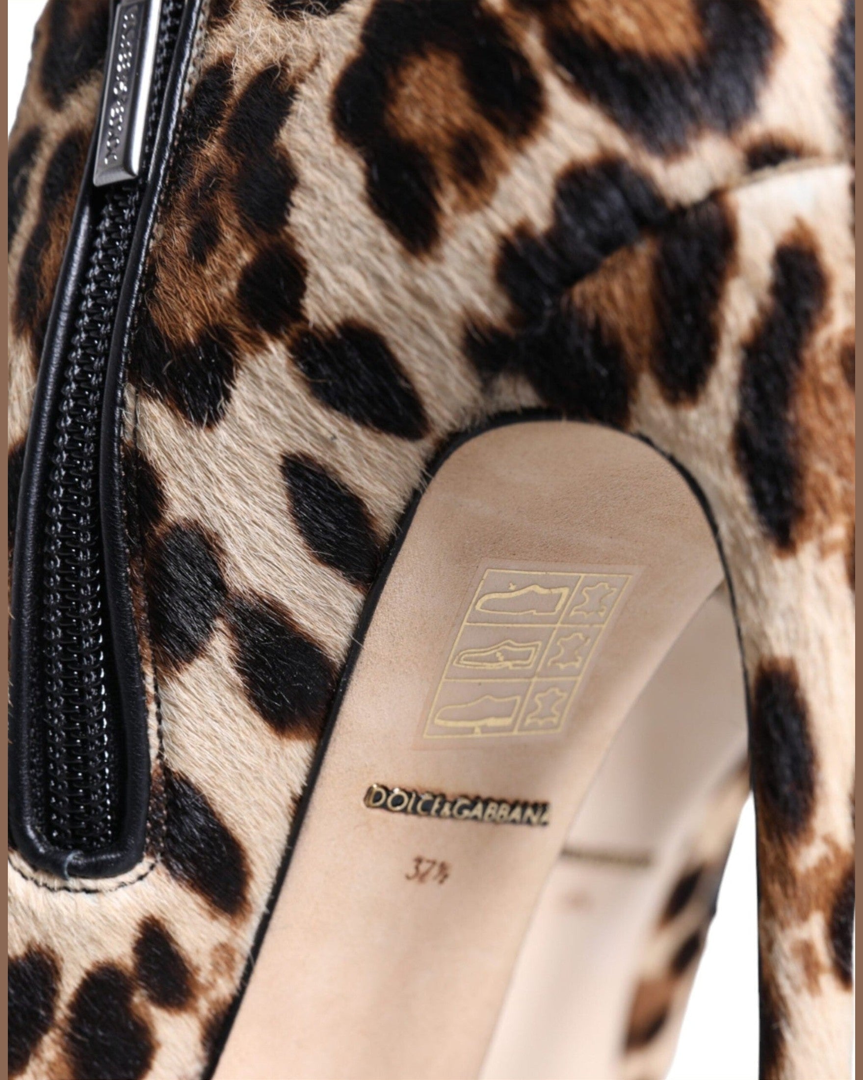 Dolce & Gabbana Brown Leopard Calf Fur Heels Ankle Boots Shoes Glam Steals