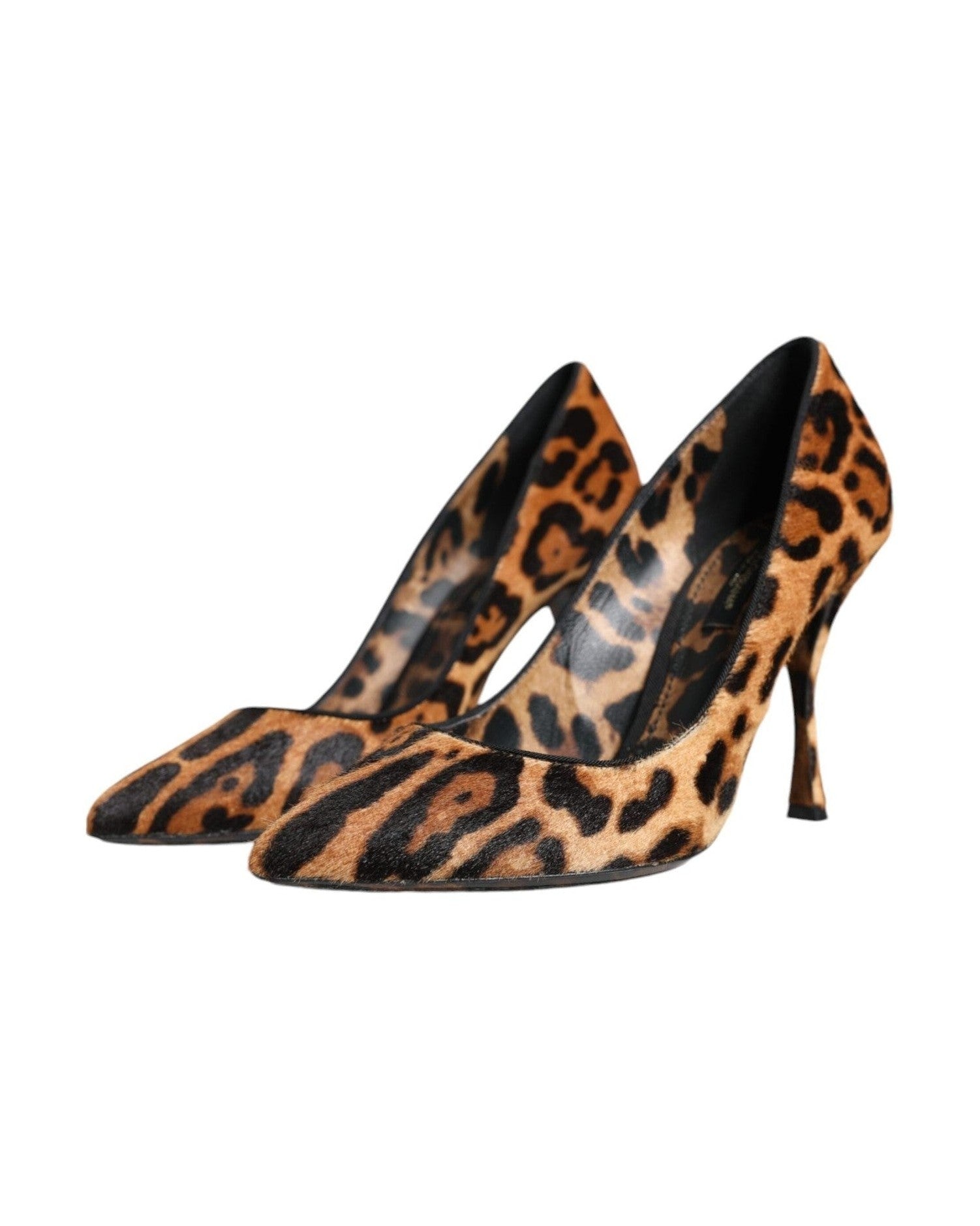Dolce & Gabbana Brown Leopard Calf Hair Heels Pumps Shoes Heels