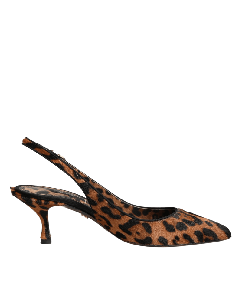 Dolce & Gabbana Brown Leopard Calfskin Fur Slingbacks Shoes Glam Steals