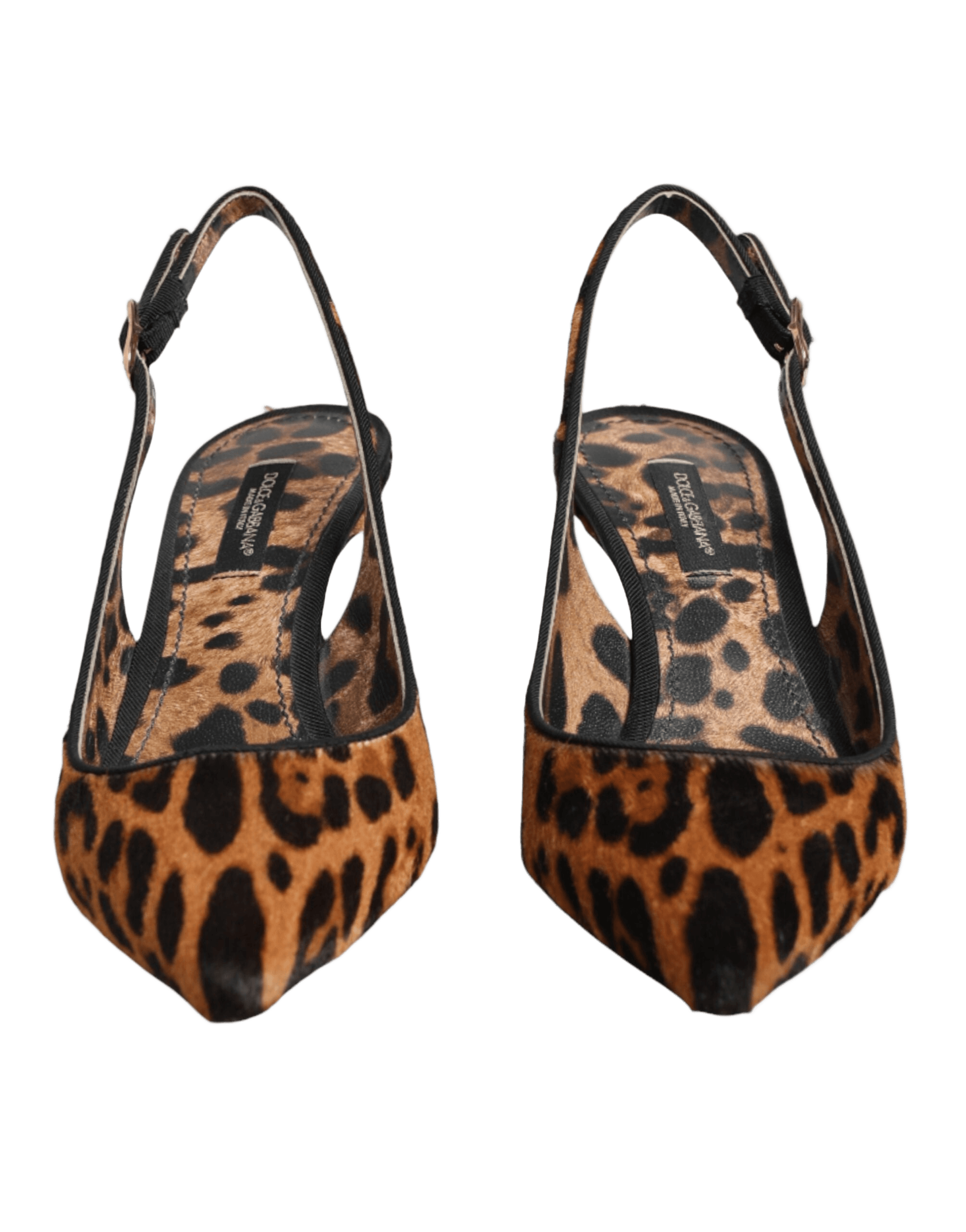 Dolce & Gabbana Brown Leopard Calfskin Fur Slingbacks Shoes Glam Steals