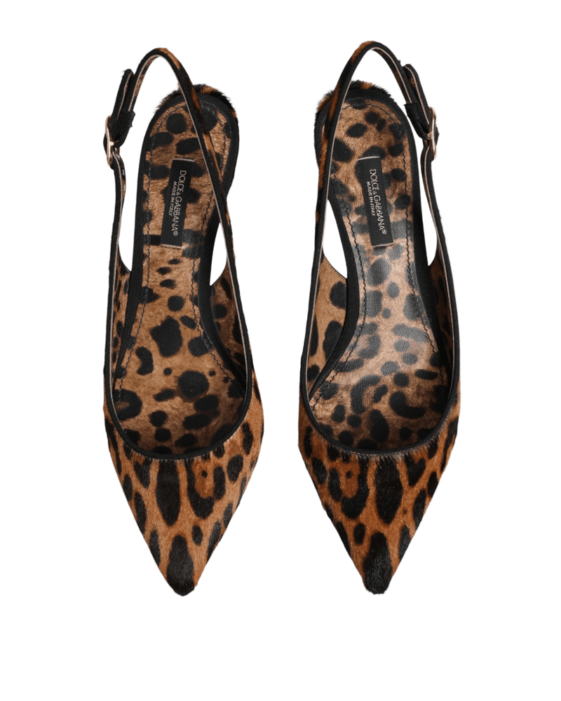Dolce & Gabbana Brown Leopard Calfskin Fur Slingbacks Shoes Glam Steals