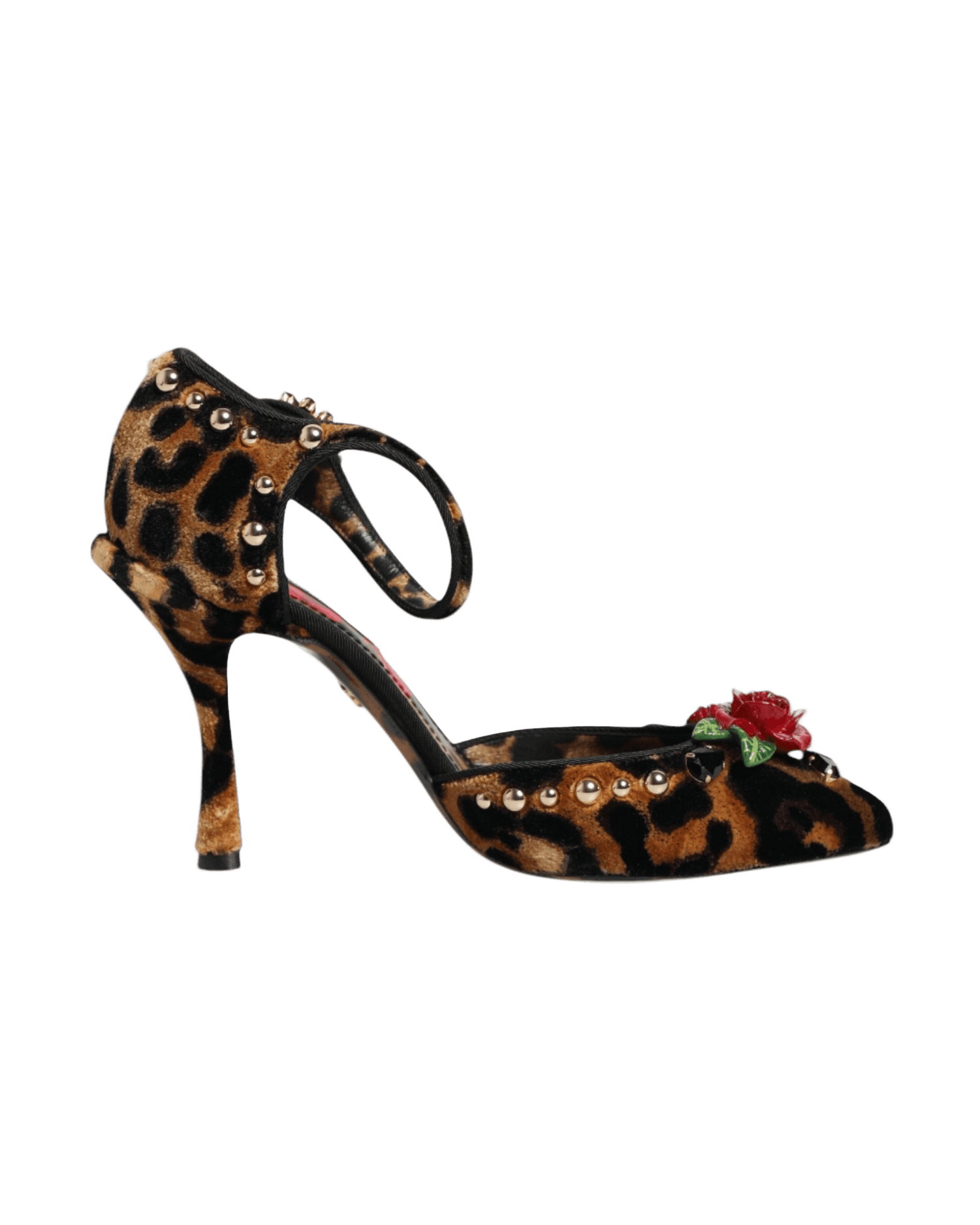 Dolce & Gabbana Brown Leopard Crystal Roses Pumps Shoes Heels