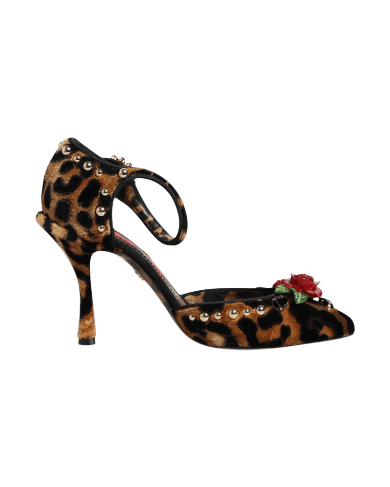Dolce & Brown Gabbana Leopard Crystal Roses Pumps Shoes Glam Steals