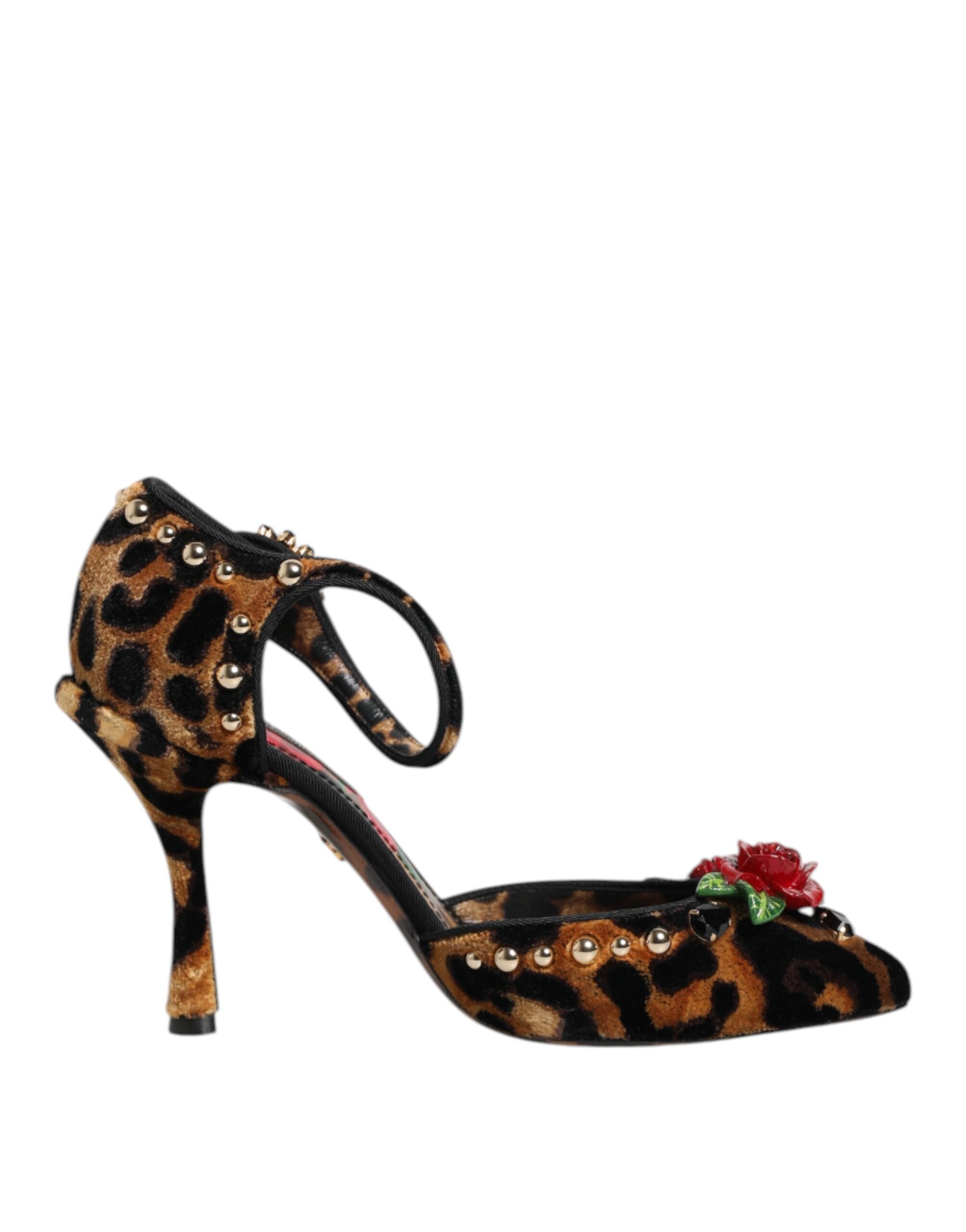 Dolce & Gabbana Brown Leopard Crystal Roses Pumps Shoes Glam Steals
