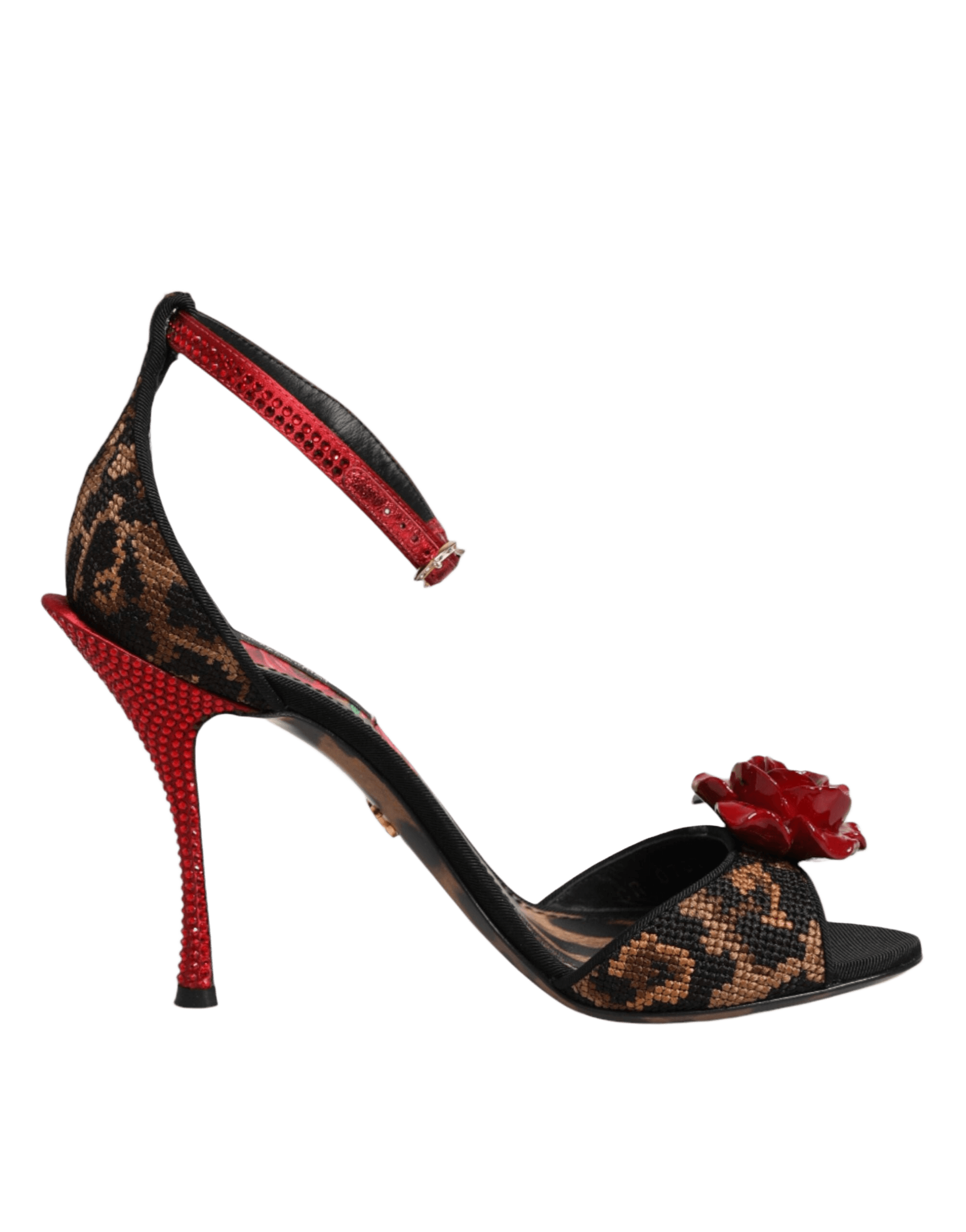 Dolce & Gabbana Brown Leopard Crystal Roses Sandals Shoes Glam Steals