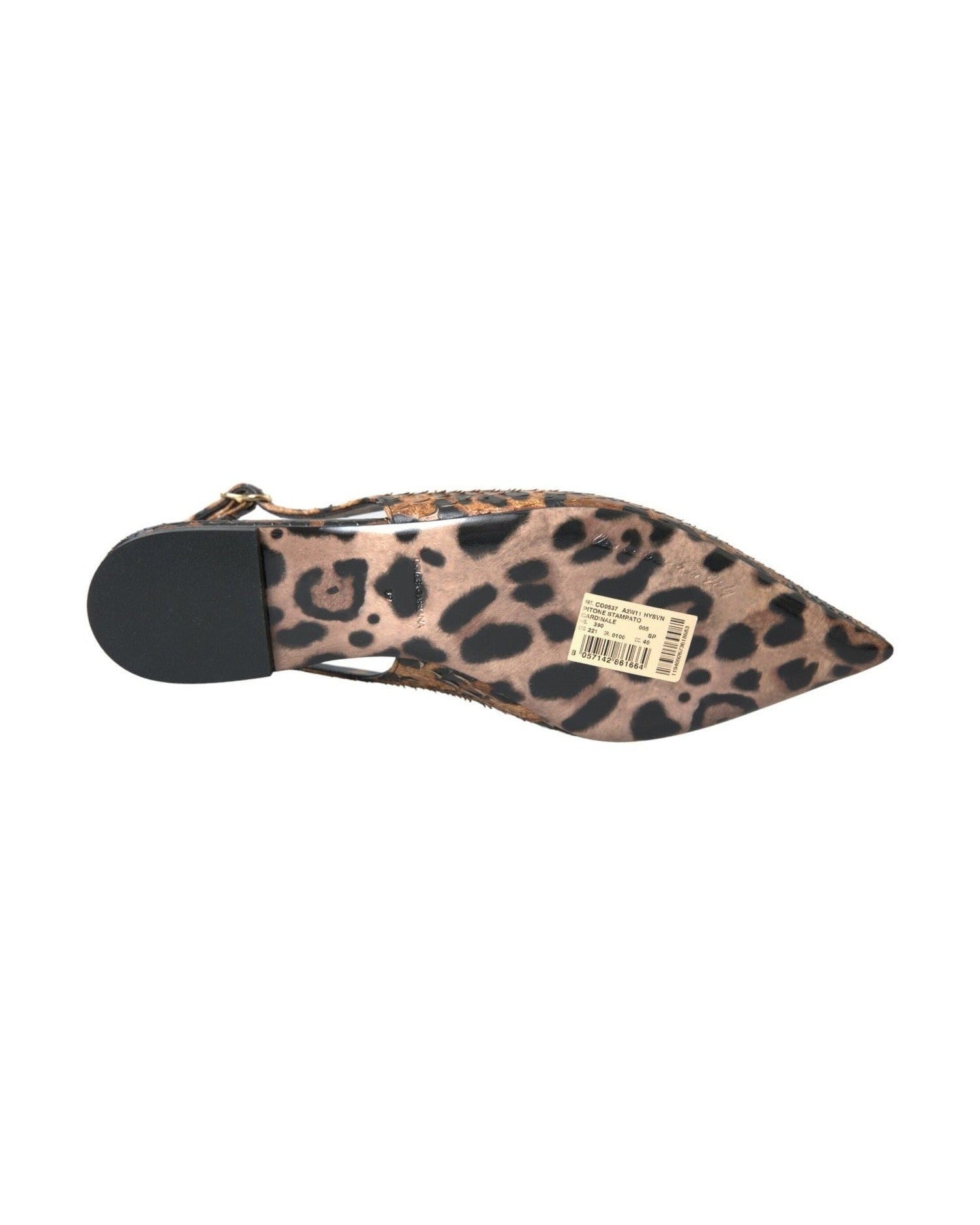 Dolce & Gabbana Brown Leopard Exotic Skin Slingback Shoes Sandals