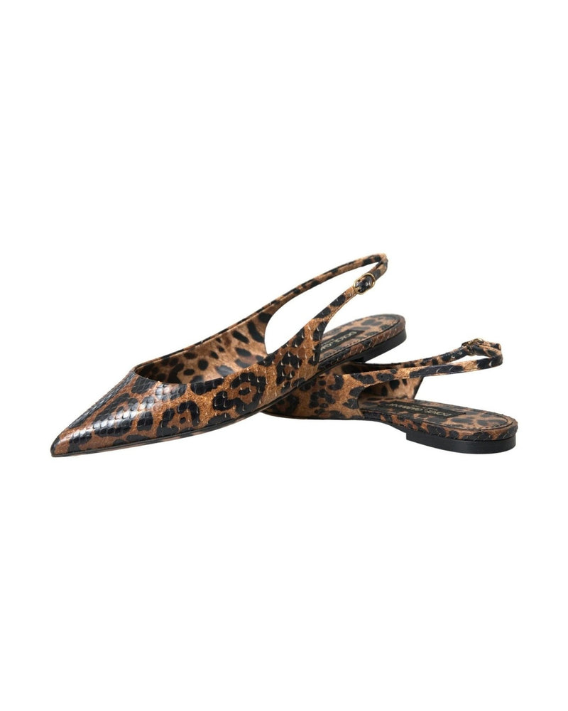 Dolce & Gabbana Brown Leopard Exotic Skin Slingback Shoes Glam Steals