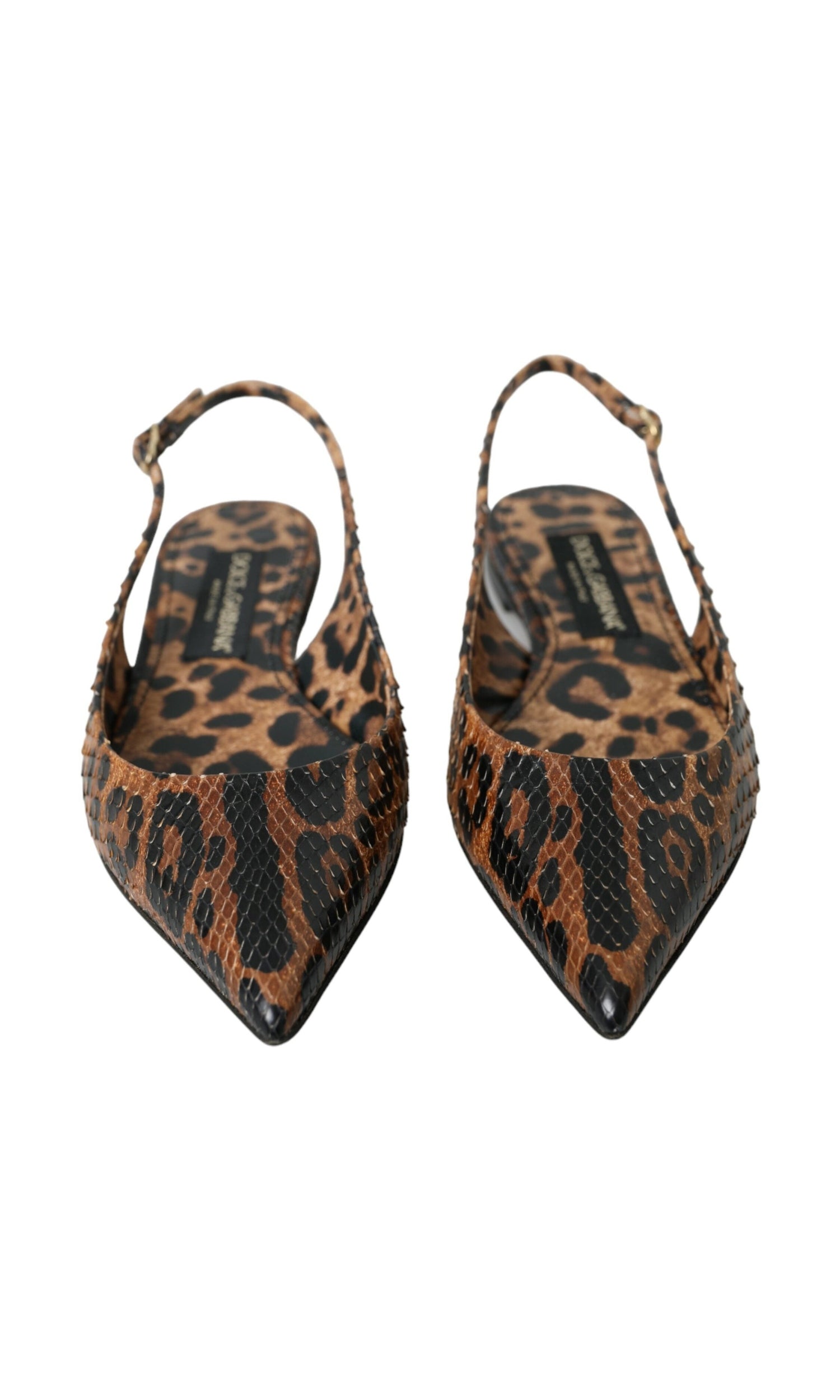 Dolce & Gabbana Brown Leopard Exotic Skin Slingback Shoes Glam Steals