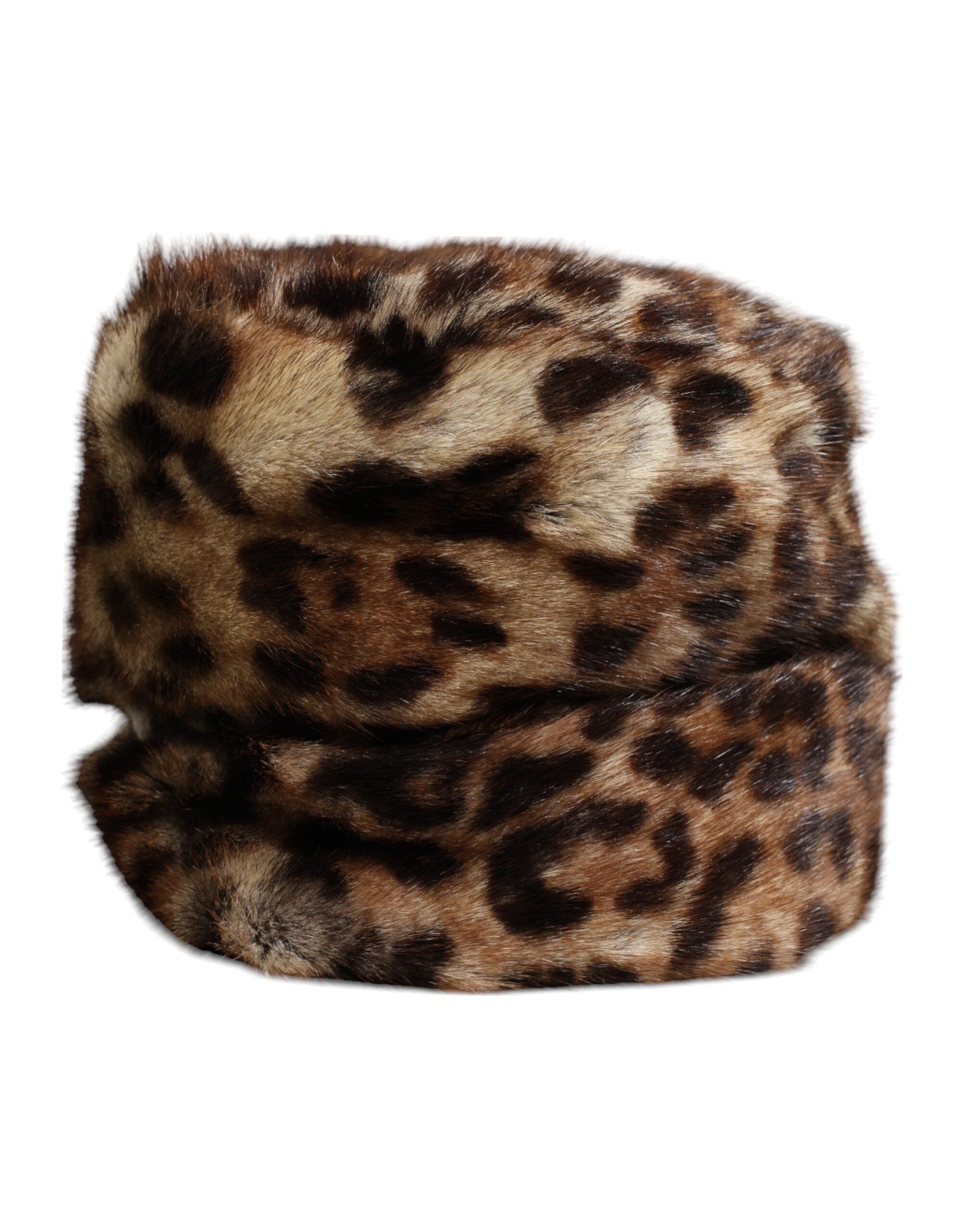 Dolce & Gabbana Brown Leopard Faux Fur Women Bucket Hat Glam Steals