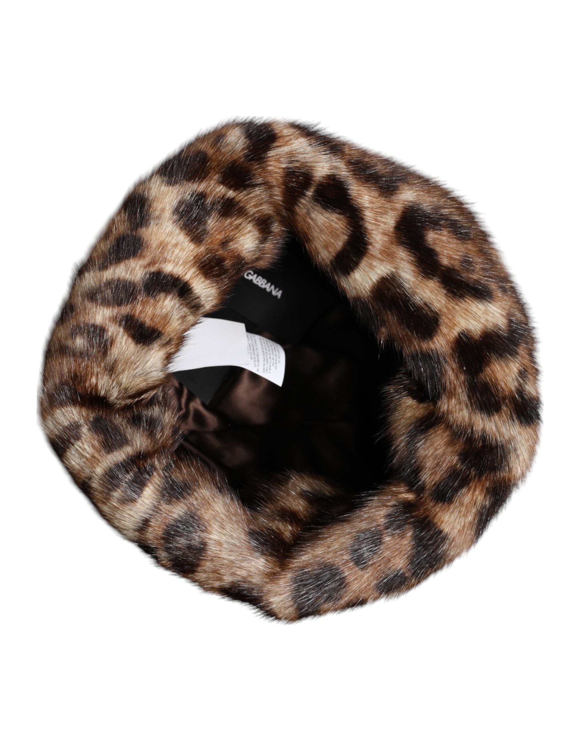 Dolce & Gabbana Brown Leopard Faux Fur Women Bucket Hat Glam Steals