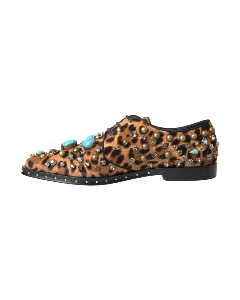 Dolce & Gabbana Brown Leopard Hair Crystal Dress Broque Shoes Glam Steals